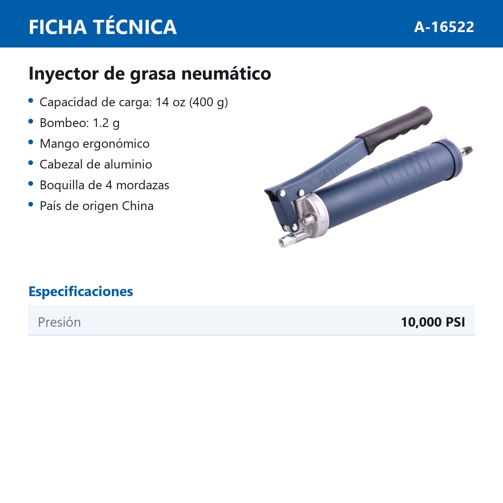 INYECTOR D/GRASA 10,000PSI - Imagen 2