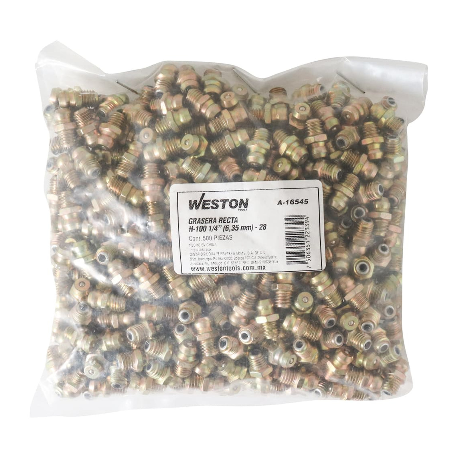 GRASERA 1/4"-28 RECTA H-100 (Precio x pieza - Empaque c/500 pzas) - Imagen 3