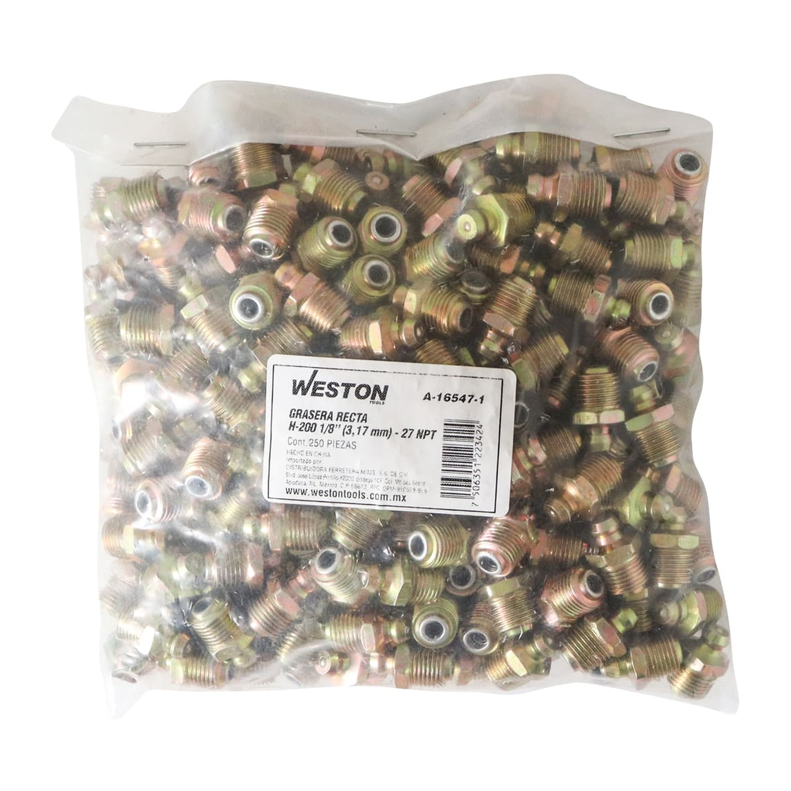 GRASERA 1/8-27" NPT RECTA H-200 (Precio x pieza - Empaque c/250 pzas) - Imagen 3