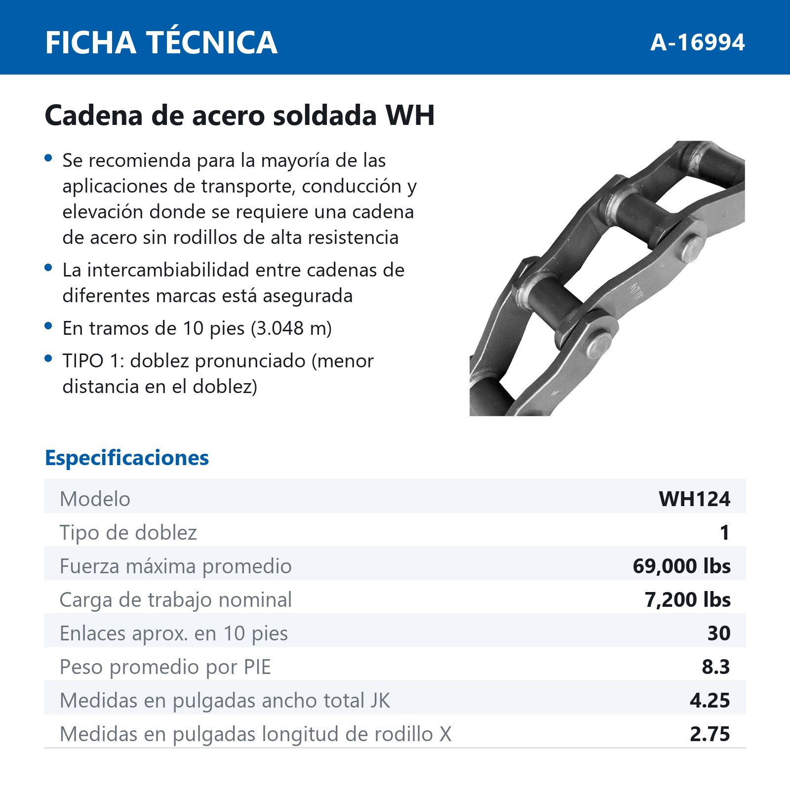CADENA WH124 (CAJA DE 10 PIES) - Imagen 4