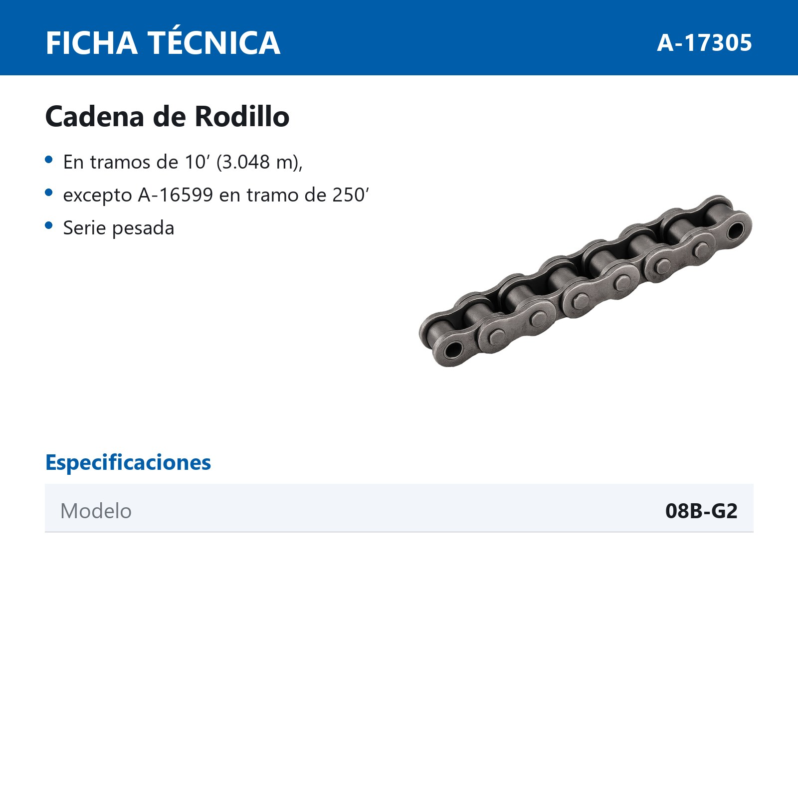 CADENA METRICA 08B-G2 (CAJA DE 10 PIES) - Imagen 2