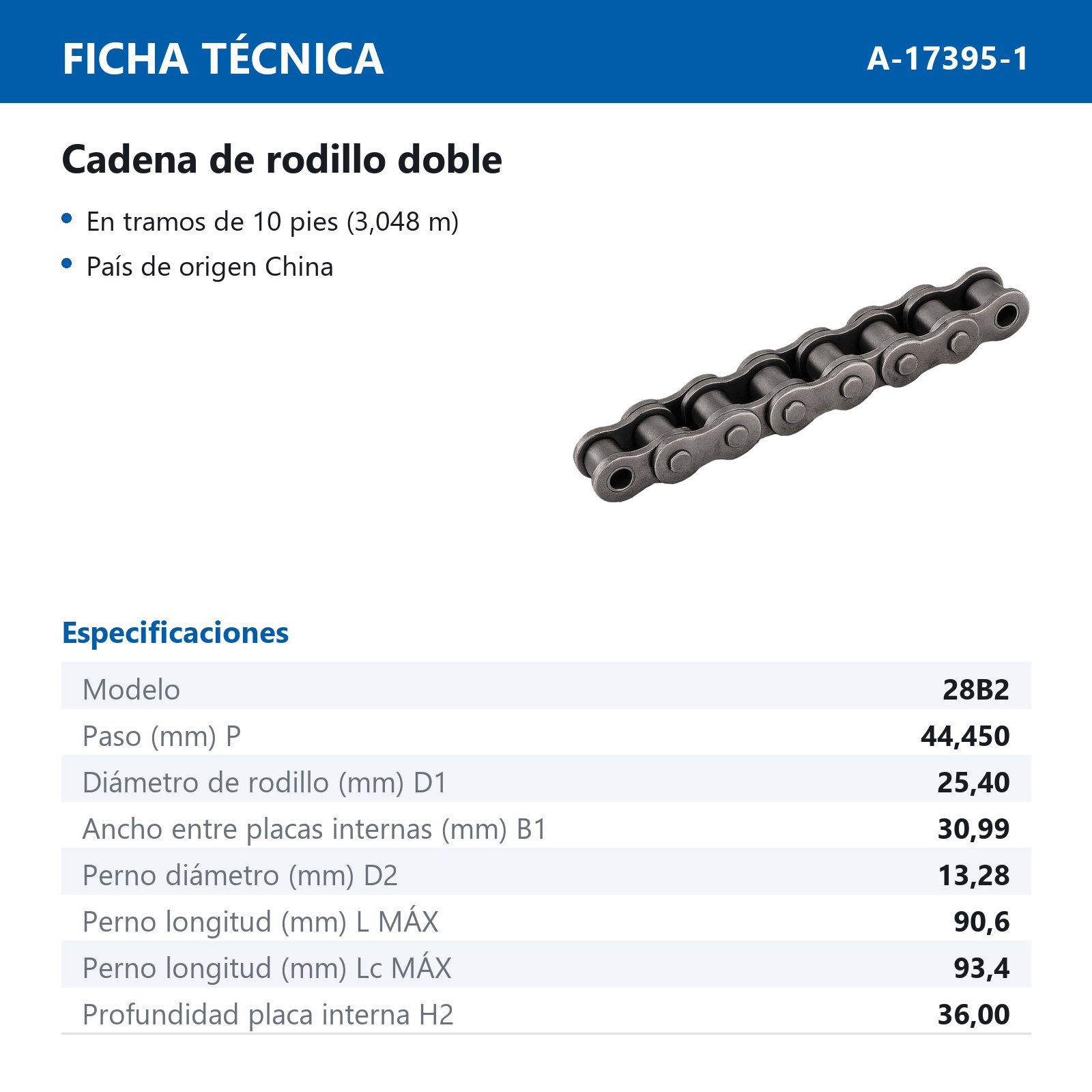 CADENA METRICA 28B2 (CAJA DE 10 PIES) - Imagen 2