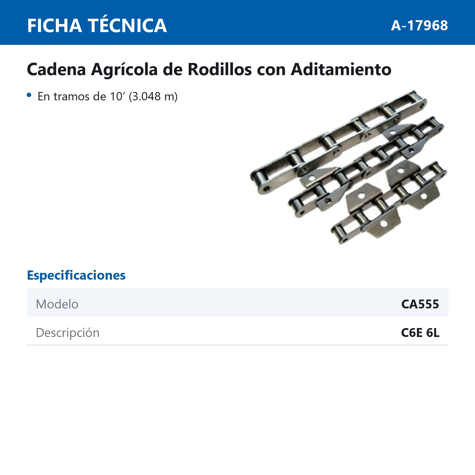 CADENA CA555 C/C6E 6L (CAJA DE 10 PIES) - Imagen 2