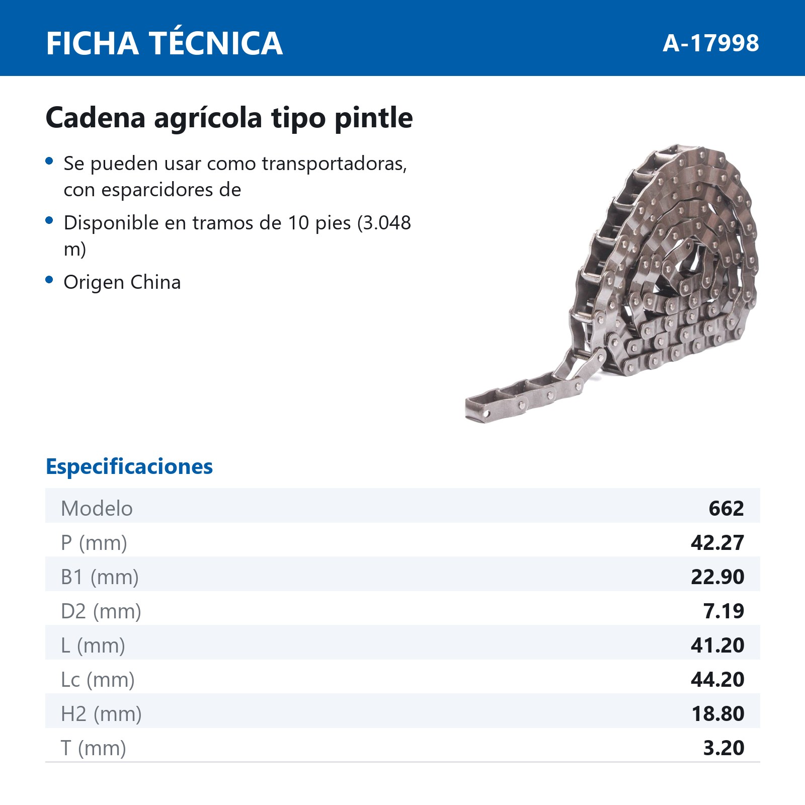 CADENA 662 (CAJA DE 10 PIES) - Imagen 4