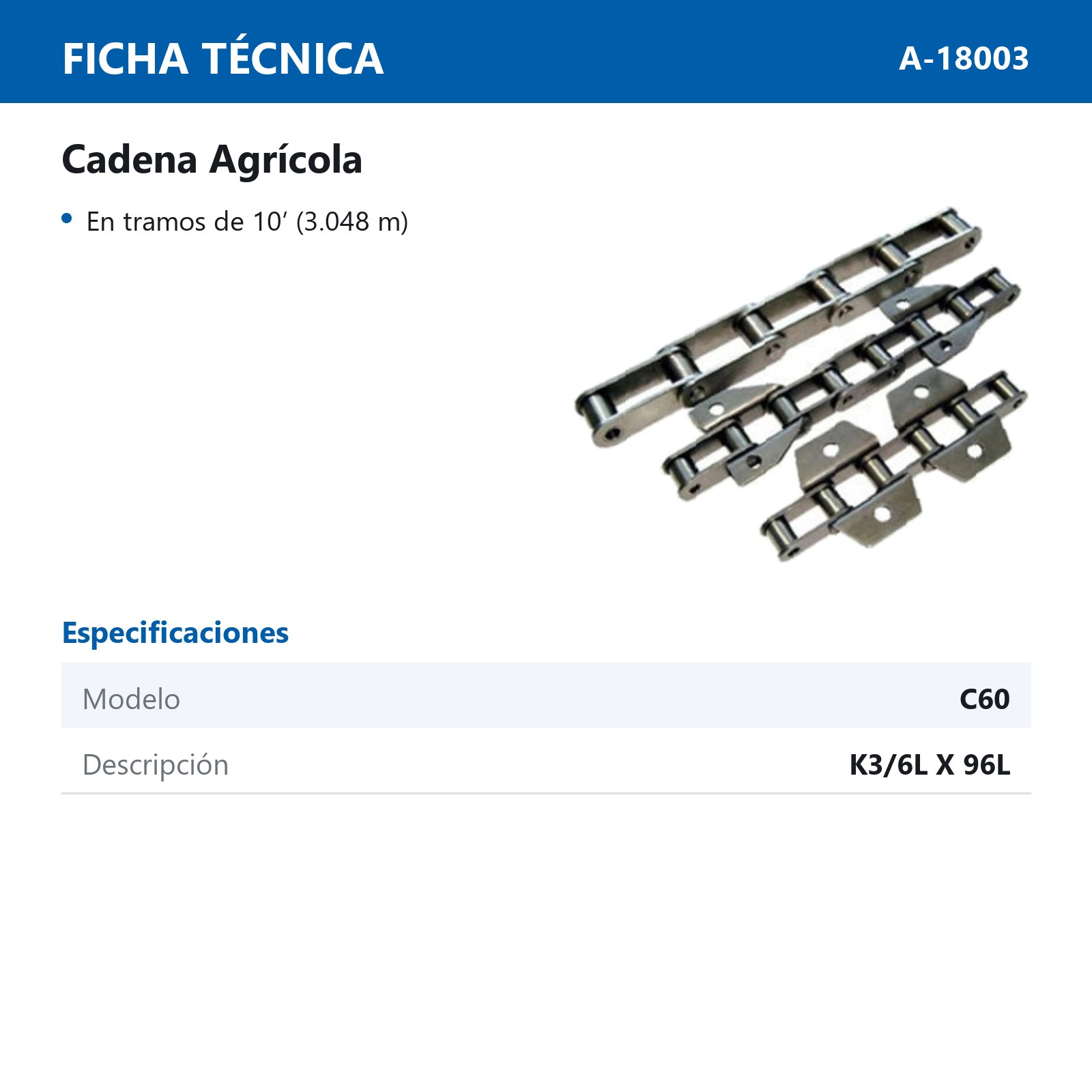 CADENA # C60 C/K3/6L X 96L SIN BANDA - Imagen 2
