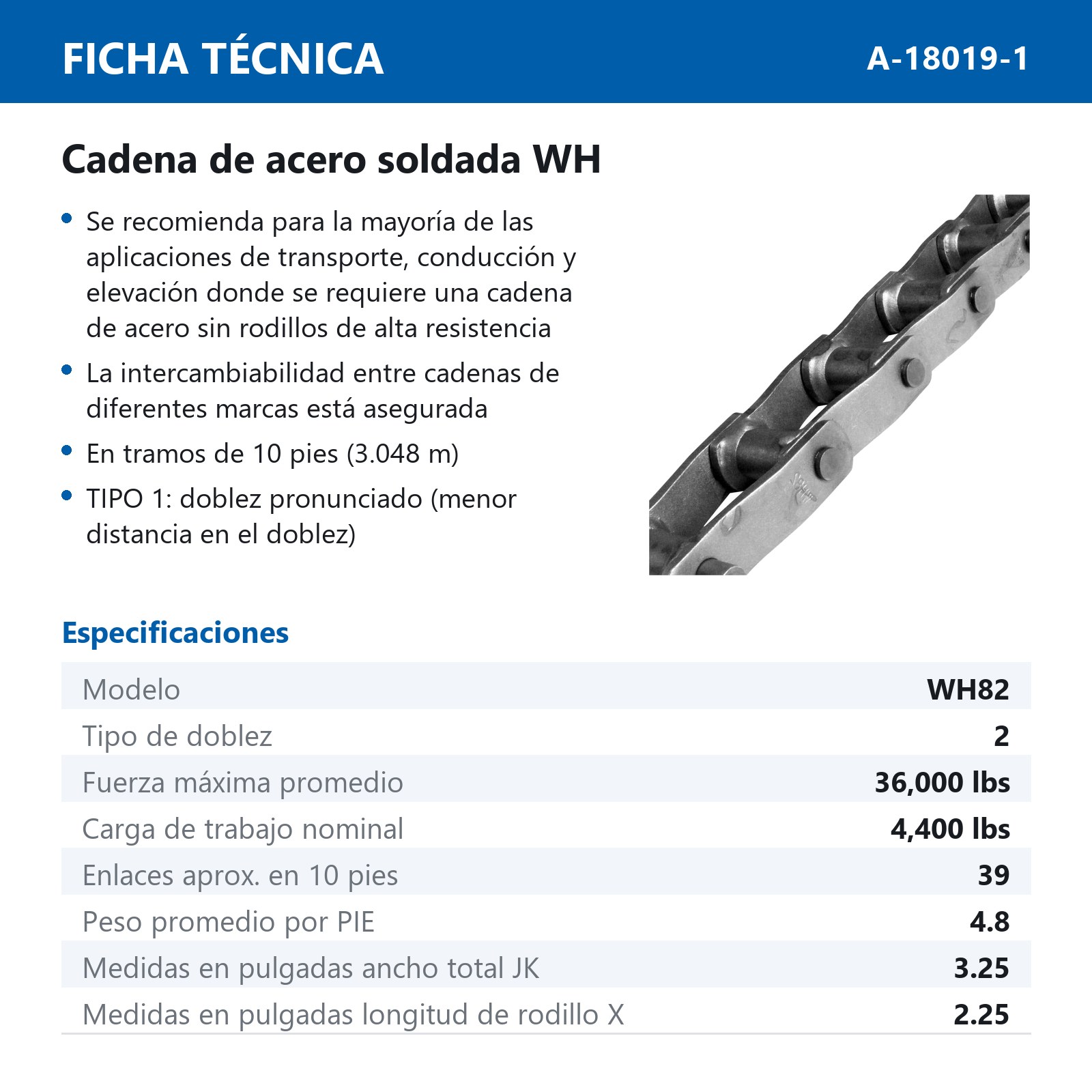 CADENA WH82 (REMACHE) (CAJA DE 10 PIES) - Imagen 4