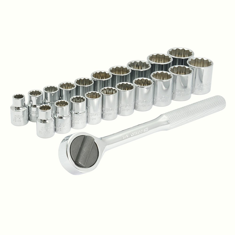 Juego de dados y accesorios cuadro de 3/8" combinado, 21 piezas Surtek