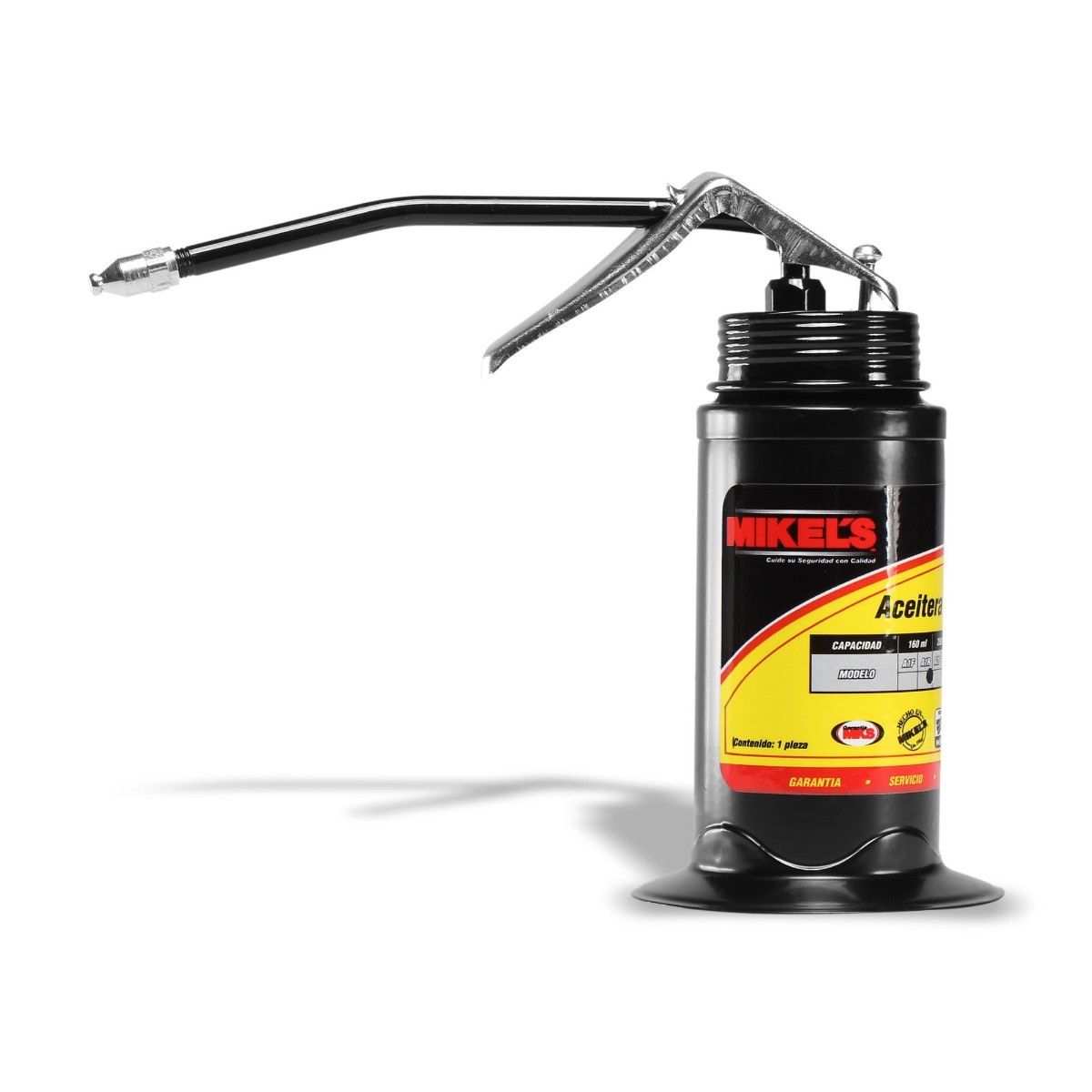 MIKELS A1R Aceitera de presión, bote de acero, tubo rígido (160 ml)