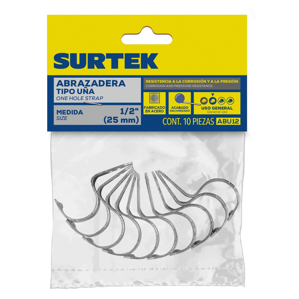 Abrazadera para tubo tipo uña 1/2", 10 piezas Surtek - Imagen 3