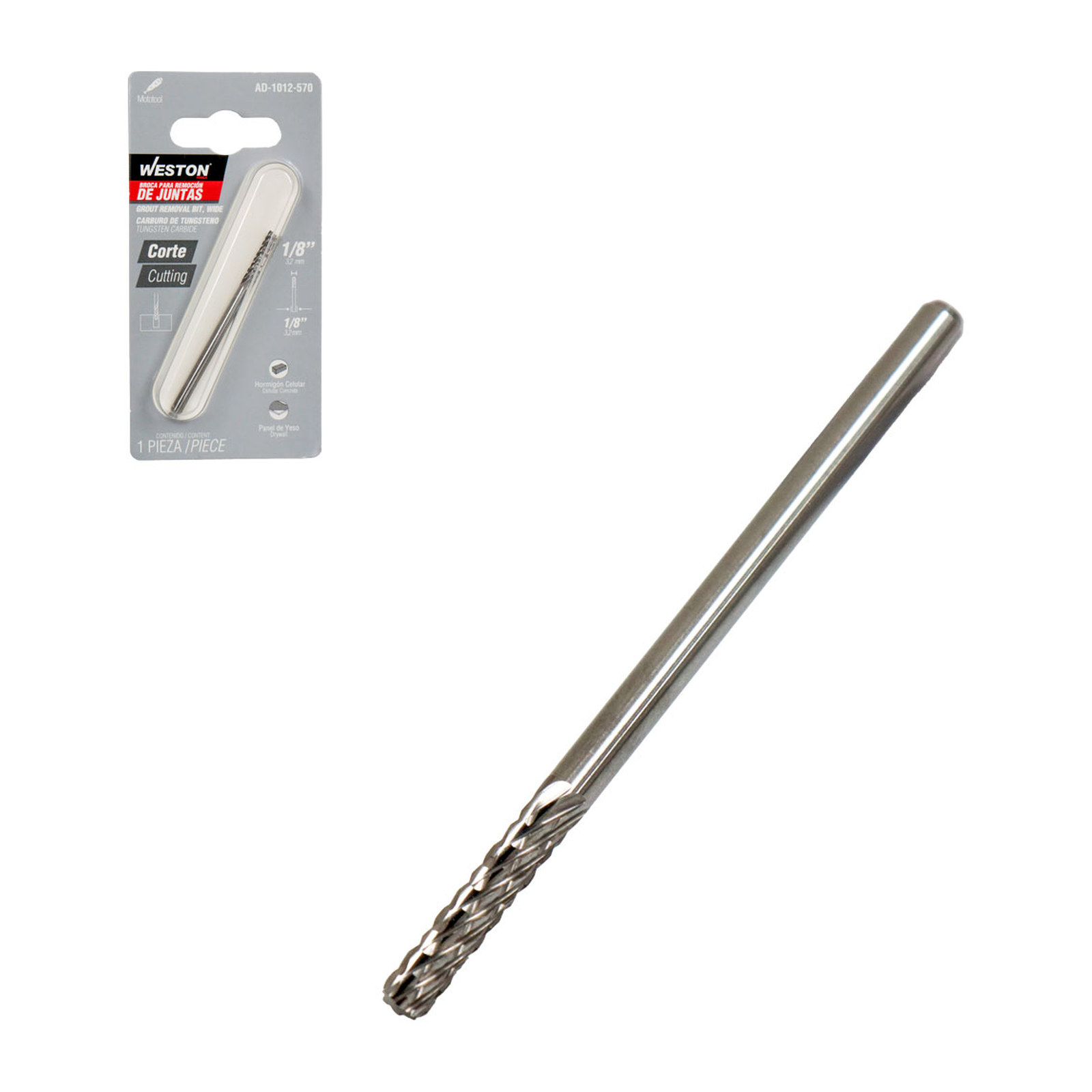 BROCA PARA REMOVER BOQUILLAS ANCHA 1/8" D/CARBURO DE TUNGSTENO (MATERIAL GRUESO)