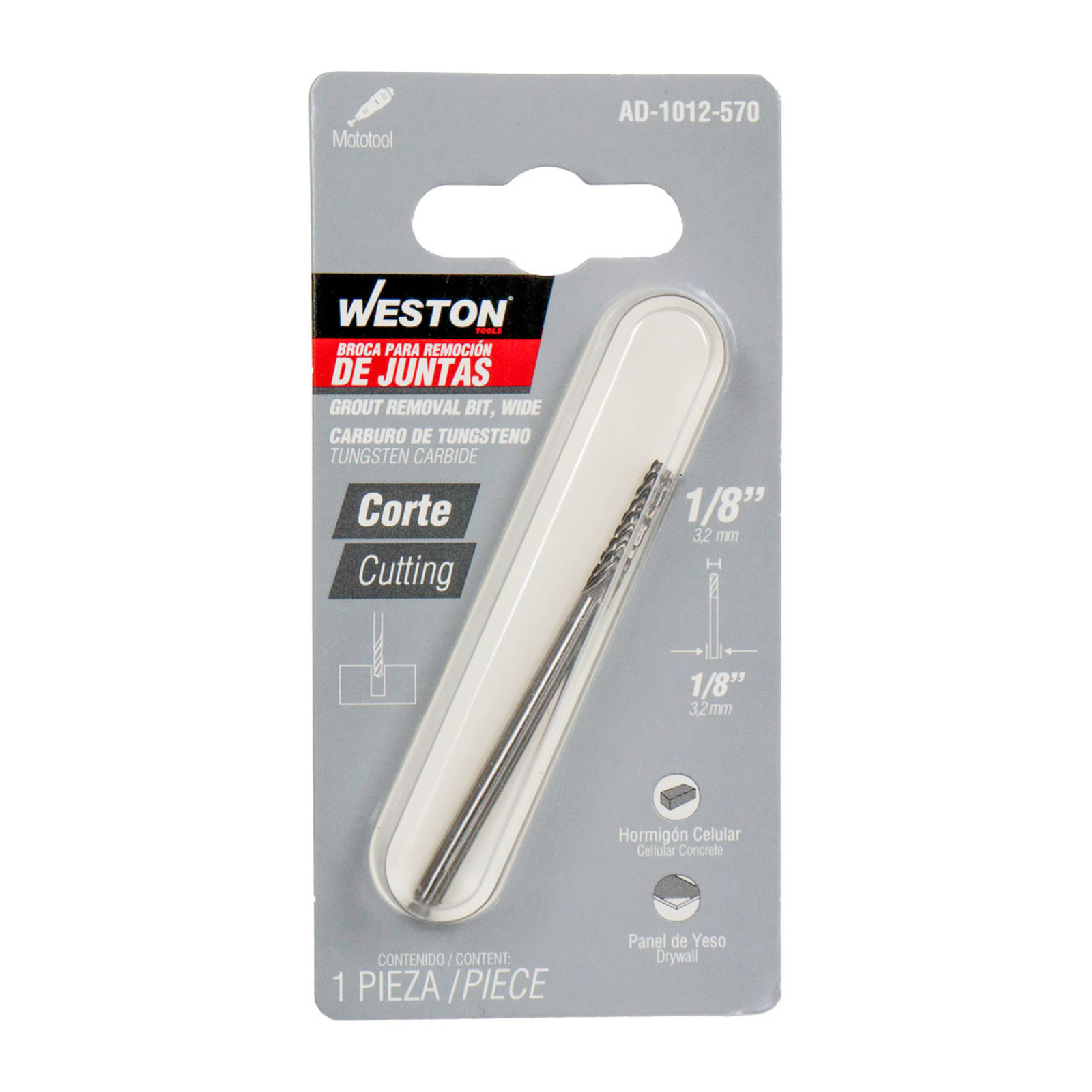 BROCA PARA REMOVER BOQUILLAS ANCHA 1/8" D/CARBURO DE TUNGSTENO (MATERIAL GRUESO) - Imagen 2