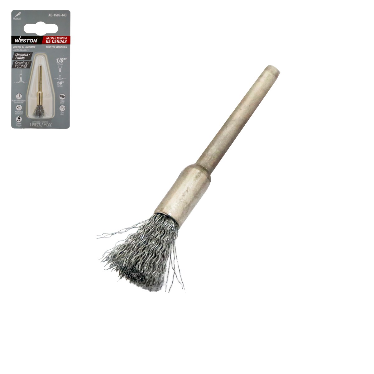 Cepillo Brocha de Cerdas de Acero al Carbón 1/8" Weston