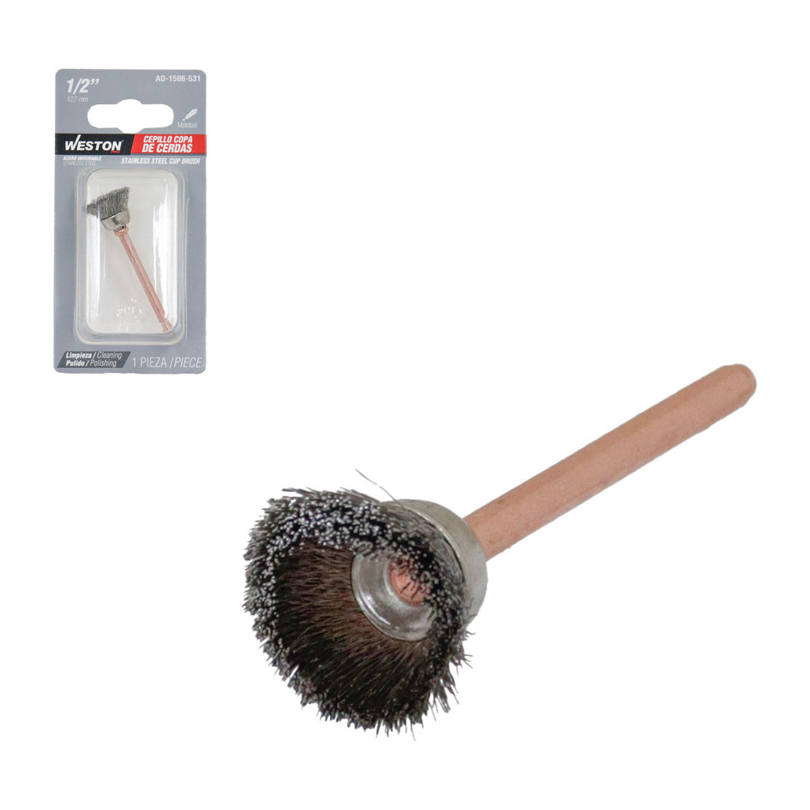 CEPILLO DE ACERO INOXIDABLE COPA 1/2"
