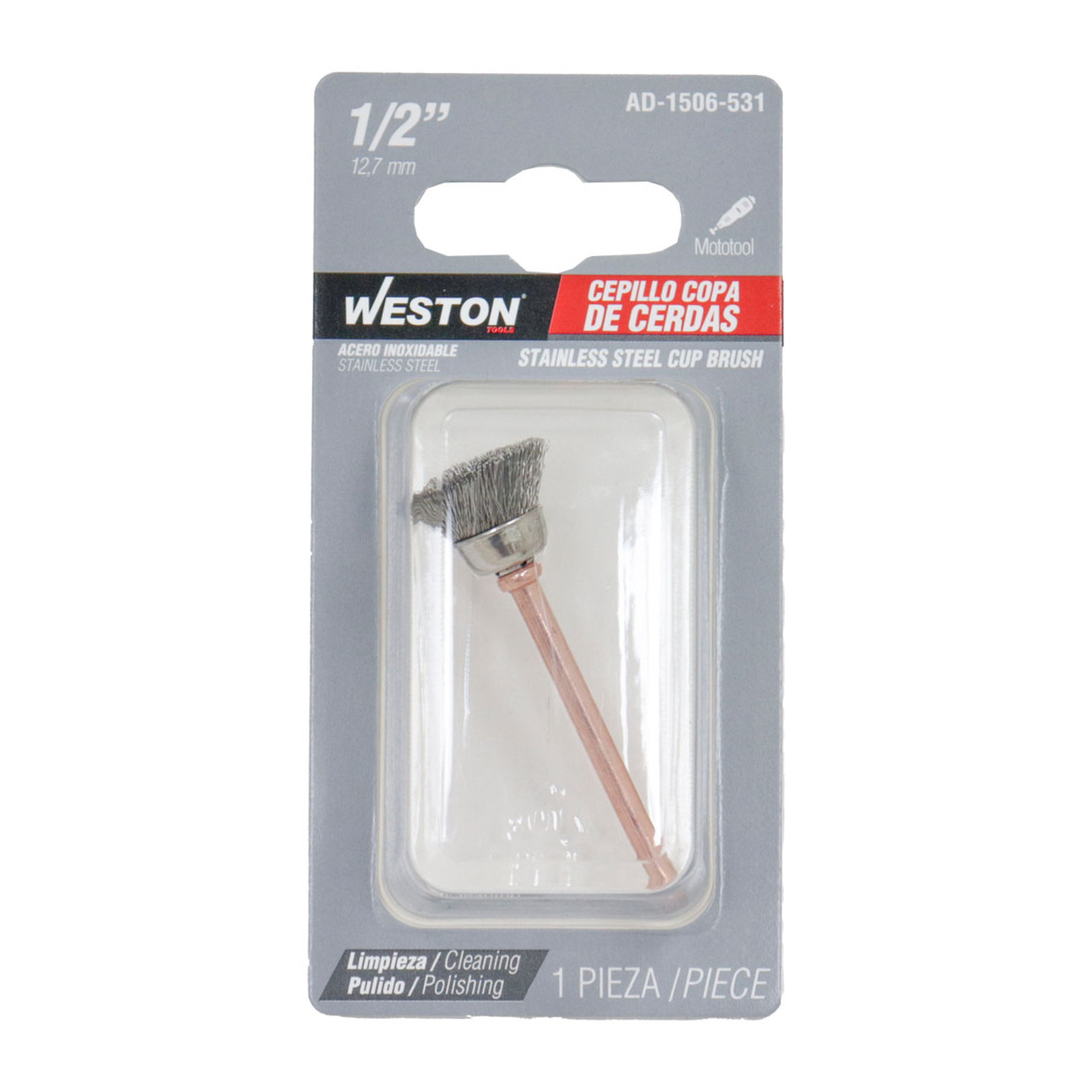CEPILLO DE ACERO INOXIDABLE COPA 1/2" - Imagen 2