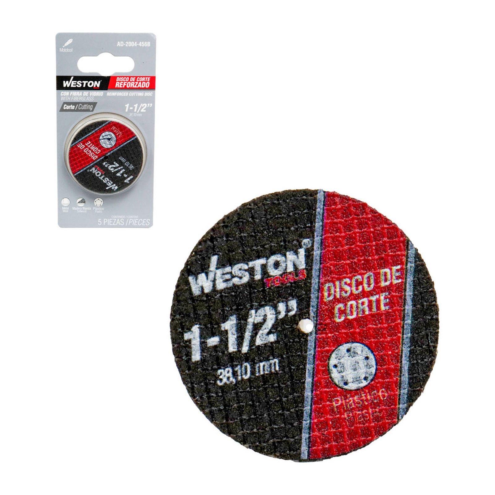 DISCO DE CORTE REFORZADO CON FIBRA DE VIDRIO 1-1/2"