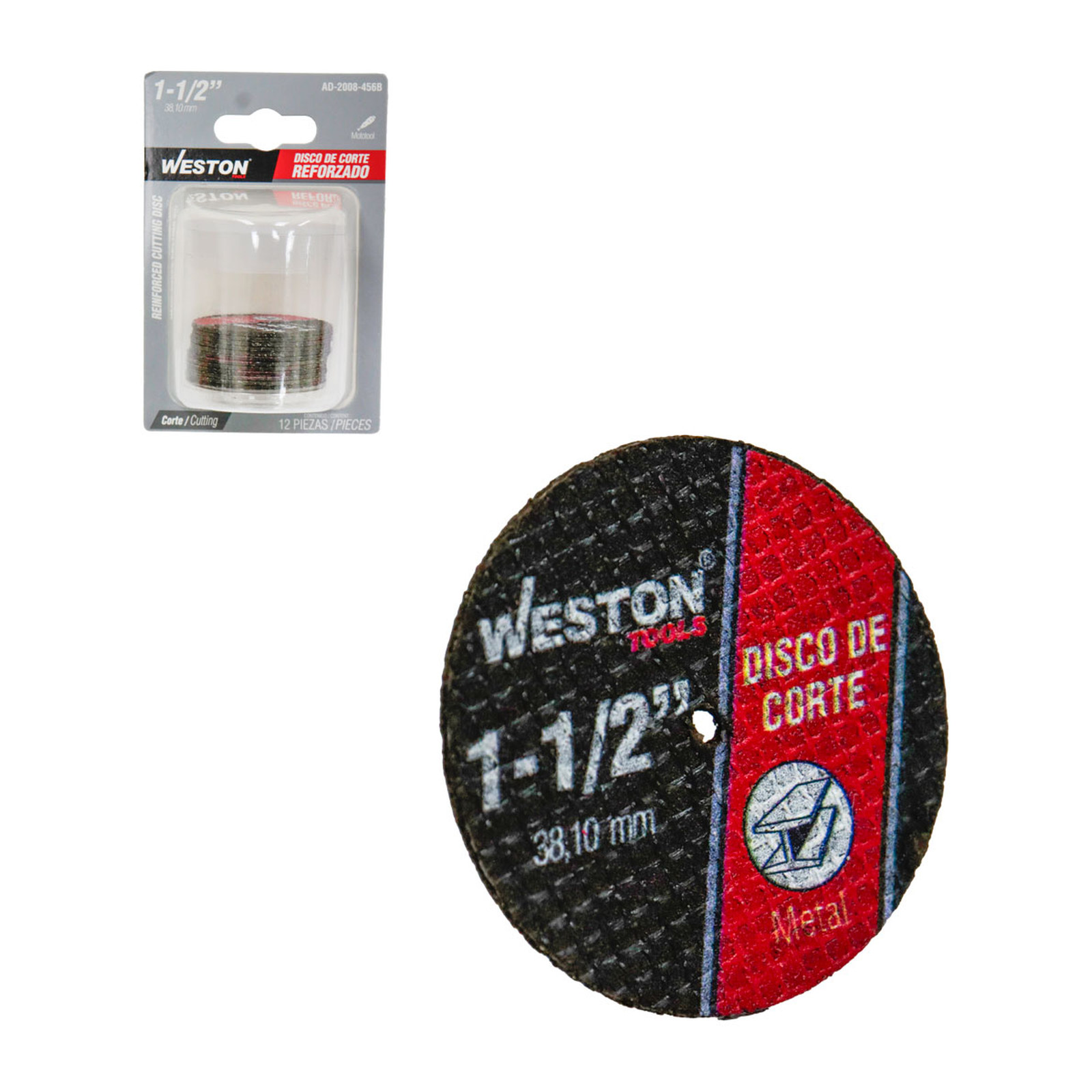 DISCO DE CORTE REFORZADO CON FIBRA DE VIDRIO 1-1/2"