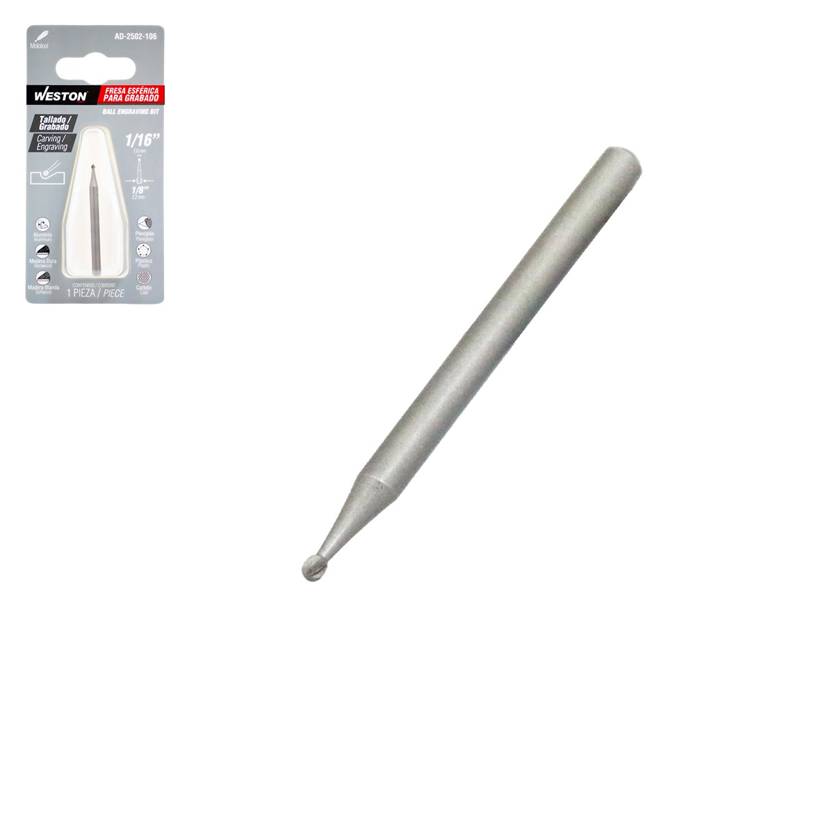 Fresa Esférica para Grabado 1/16" Weston