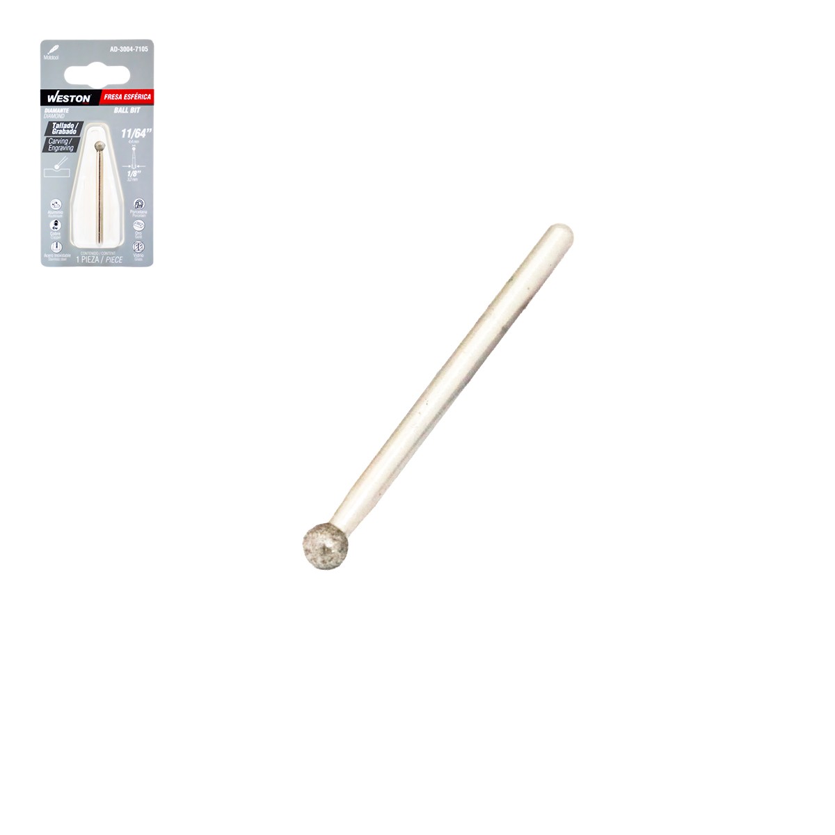 Fresa Esférica de Diamante 11/64" Weston para Mototool
