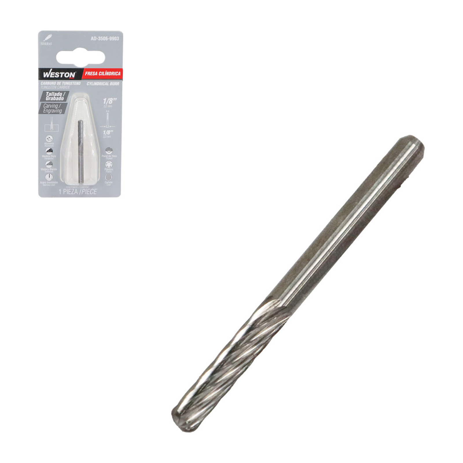 FRESA DE CARBURO DE TUNGSTENO 1/8"