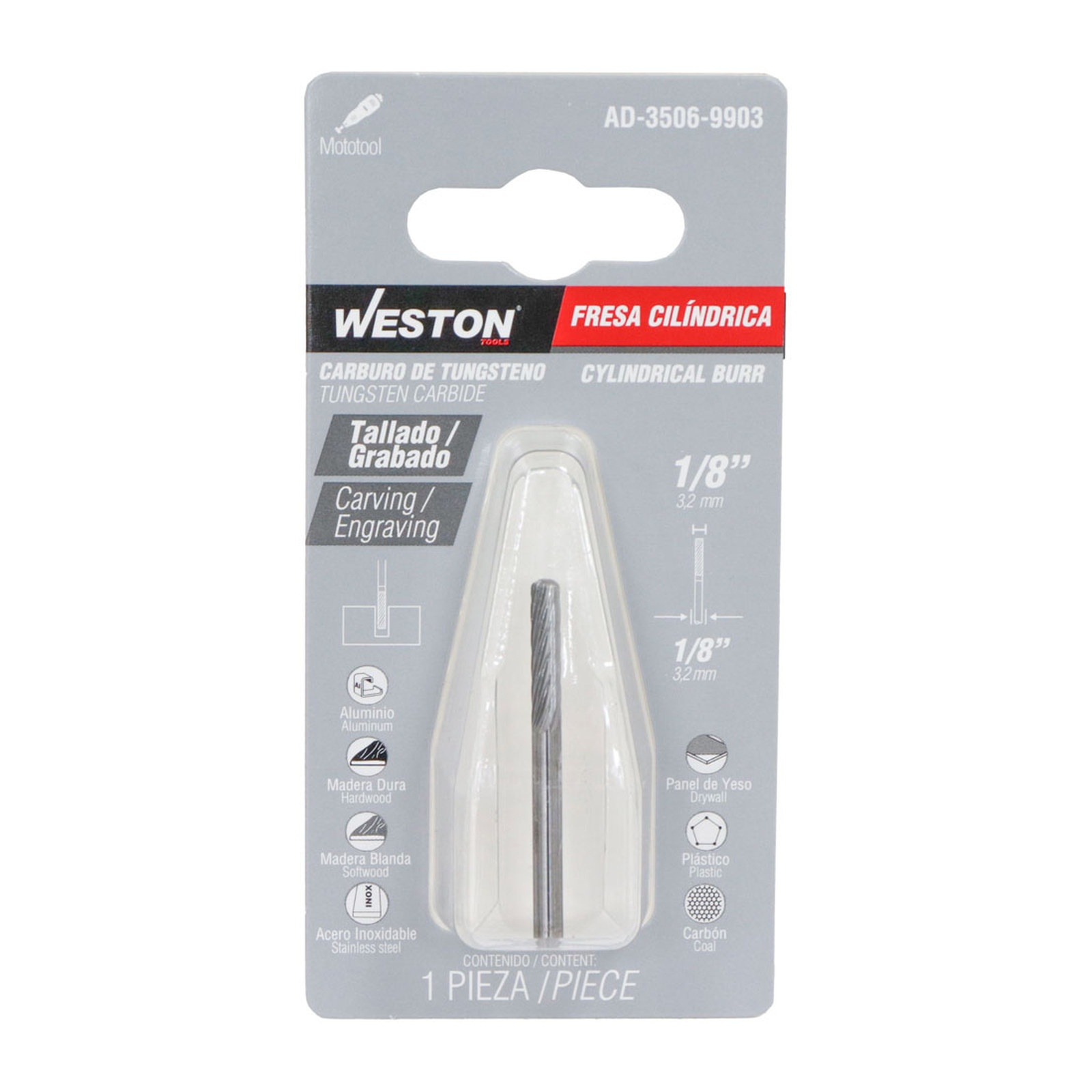 FRESA DE CARBURO DE TUNGSTENO 1/8" - Imagen 2