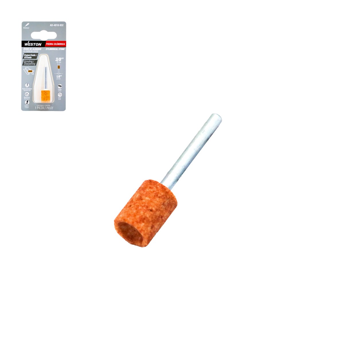 Piedra de Óxido de Aluminio Cilíndrica 3/8" Weston