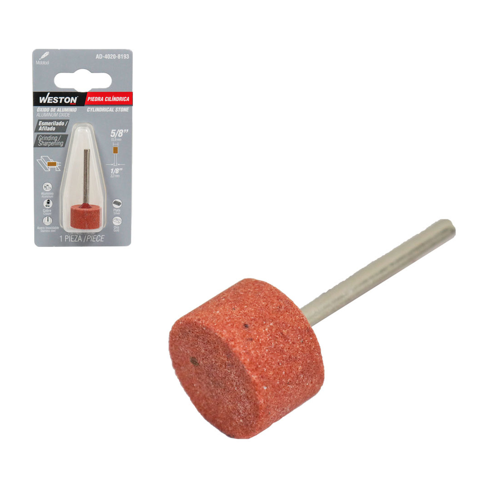 PIEDRA DE ESMERIL DE OXIDO DE ALUMINIO (NARANJA / MARRON) 5/8"