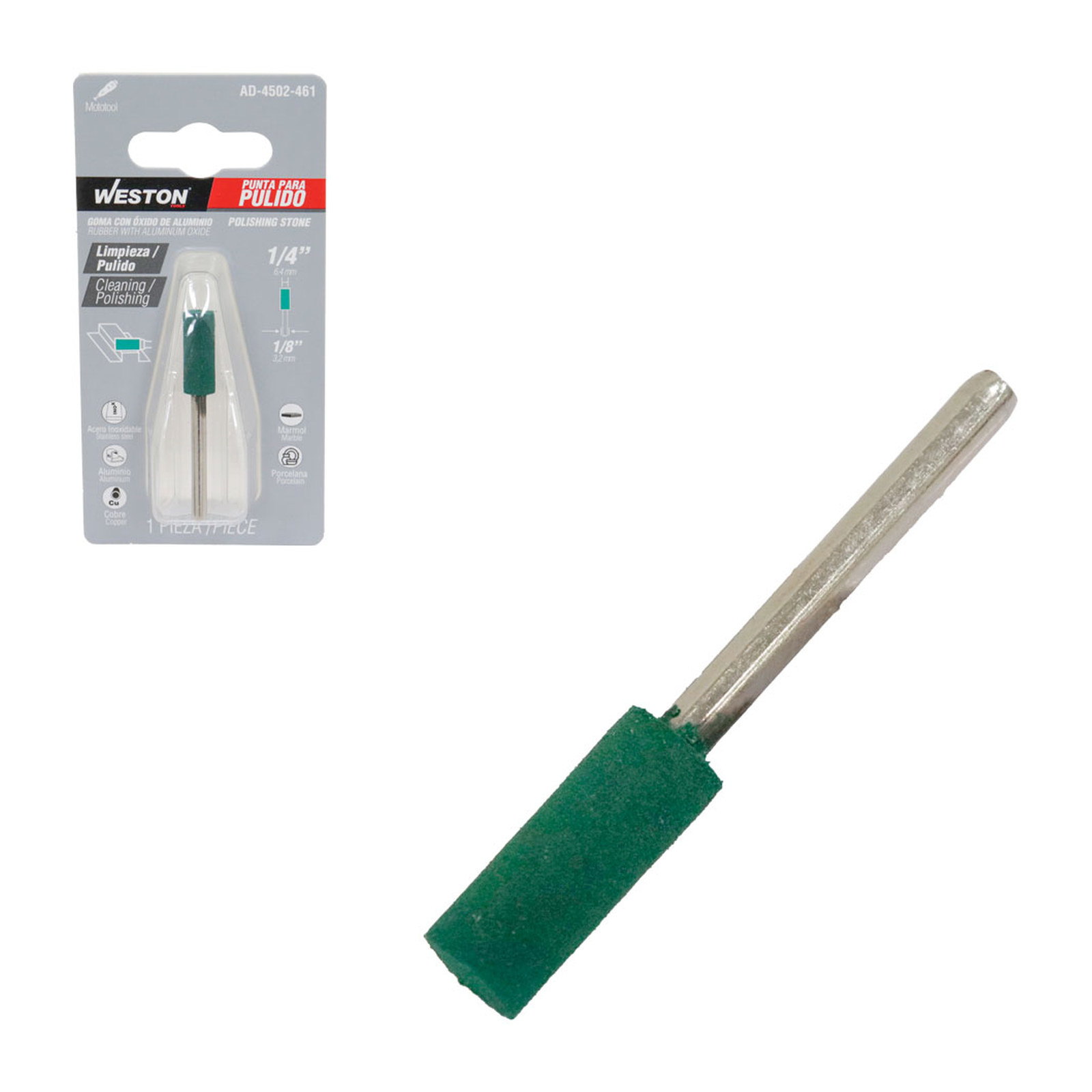 PUNTA DE GOMA PARA PULIDO (VERDE) 1/4"
