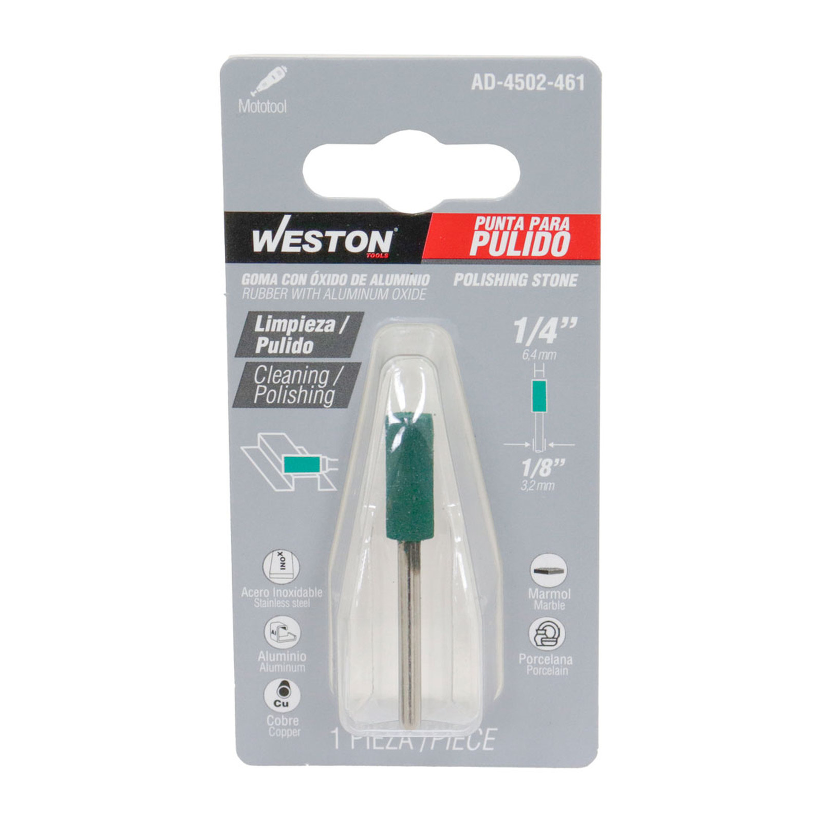 PUNTA DE GOMA PARA PULIDO (VERDE) 1/4" - Imagen 2