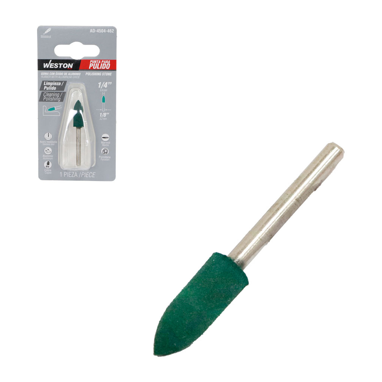 PUNTA DE GOMA PARA PULIDO (VERDE) 1/4"