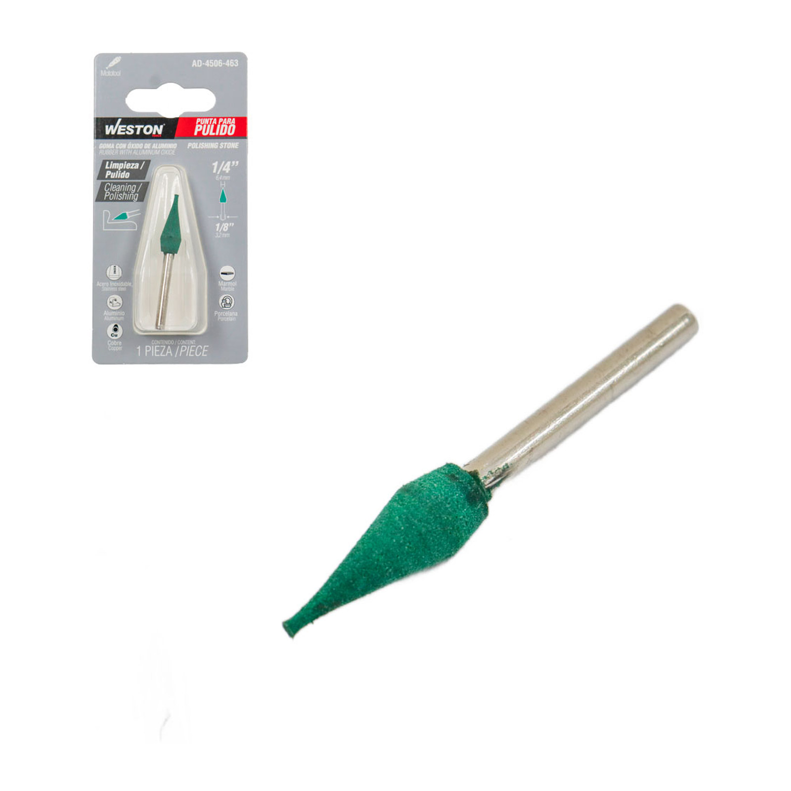 PUNTA DE GOMA PARA PULIDO (VERDE) 1/4"