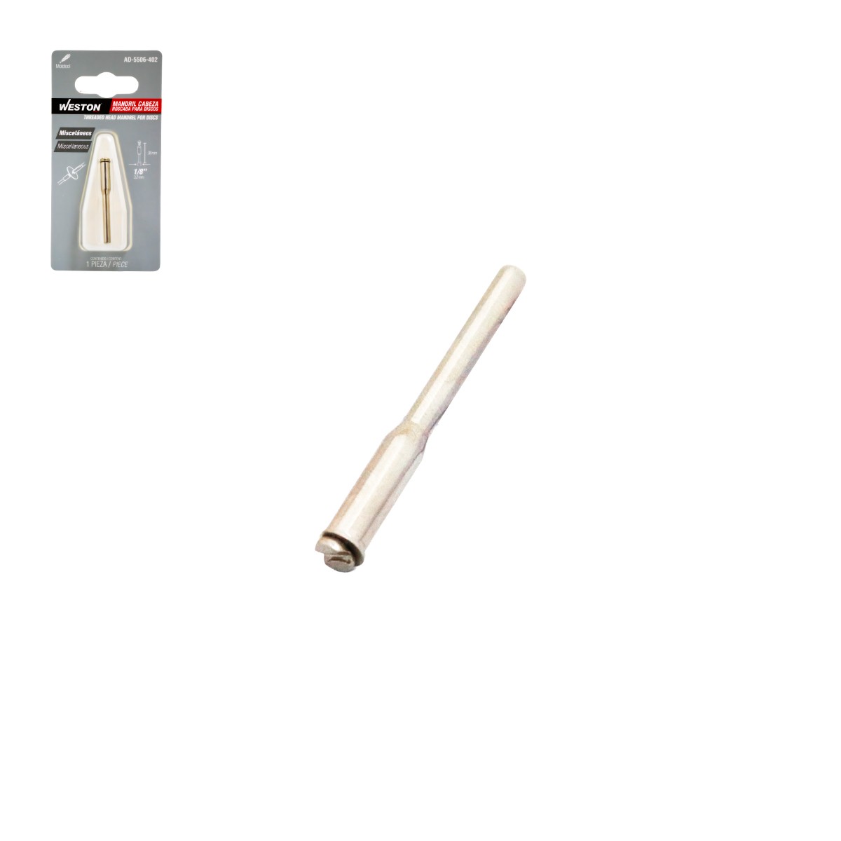 Mandril Cabeza Roscada para Discos Zanco 1/8" 38 mm WESTON