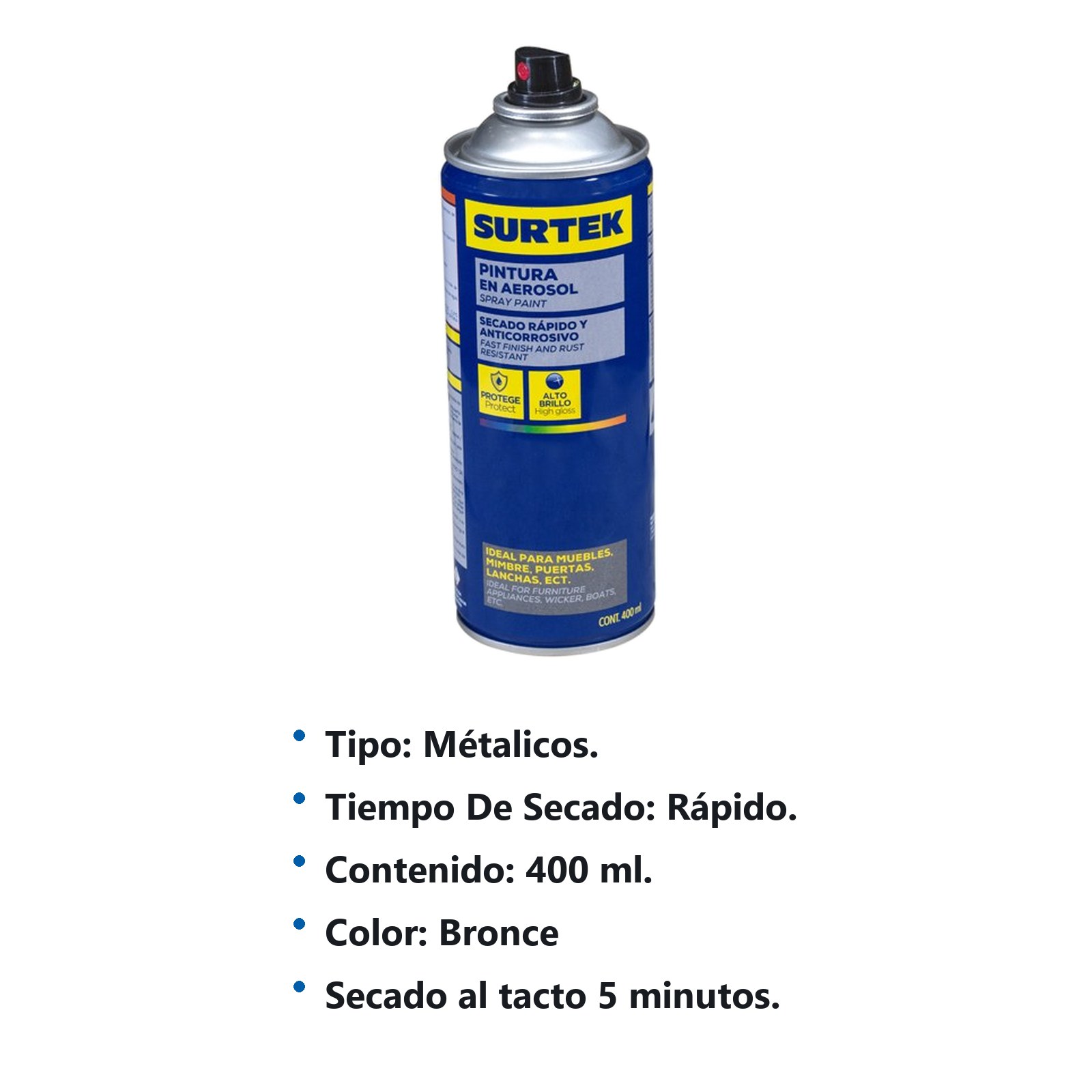 Pintura en aerosol 400 ml color cobre Surtek - Imagen 3