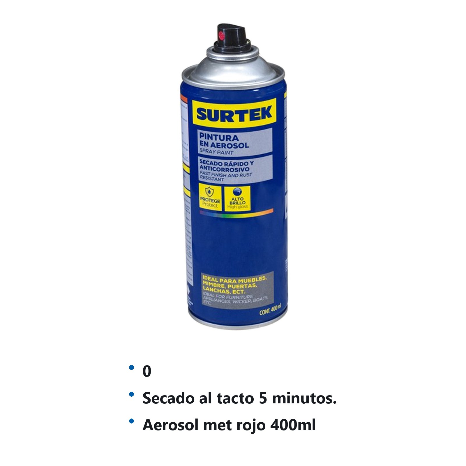 Pintura en aerosol 400 ml color rojo metálico Surtek - Imagen 3