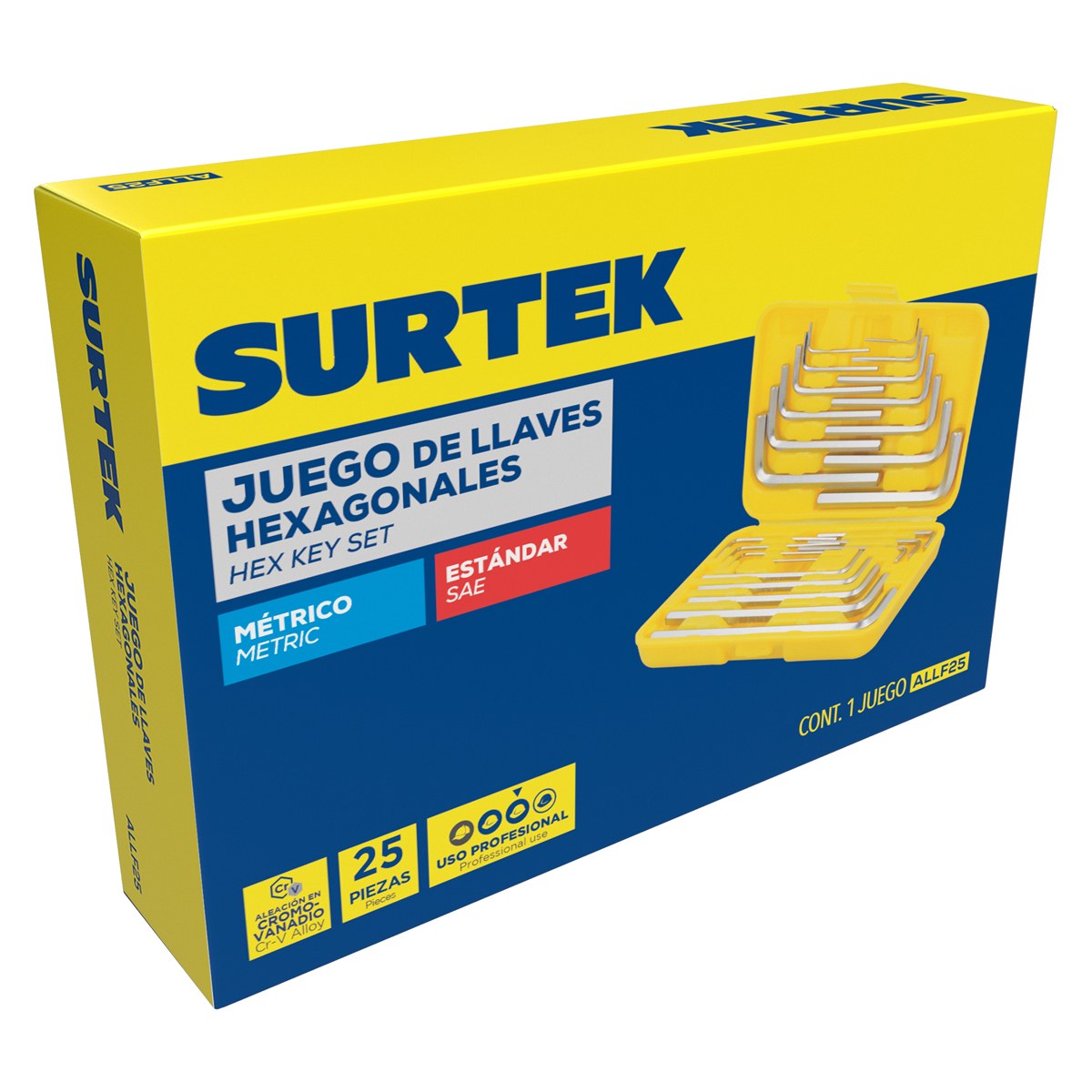 Juego de llaves hexagonales tipo "L", combinadas, 25 piezas en rack Surtek - Imagen 4