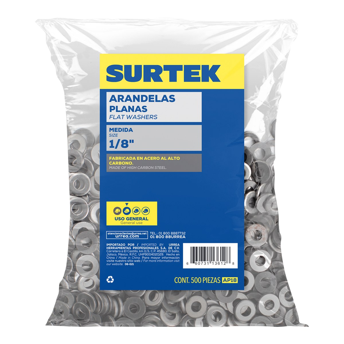 Arandela plana 1/8", 500 piezas Surtek - Imagen 2