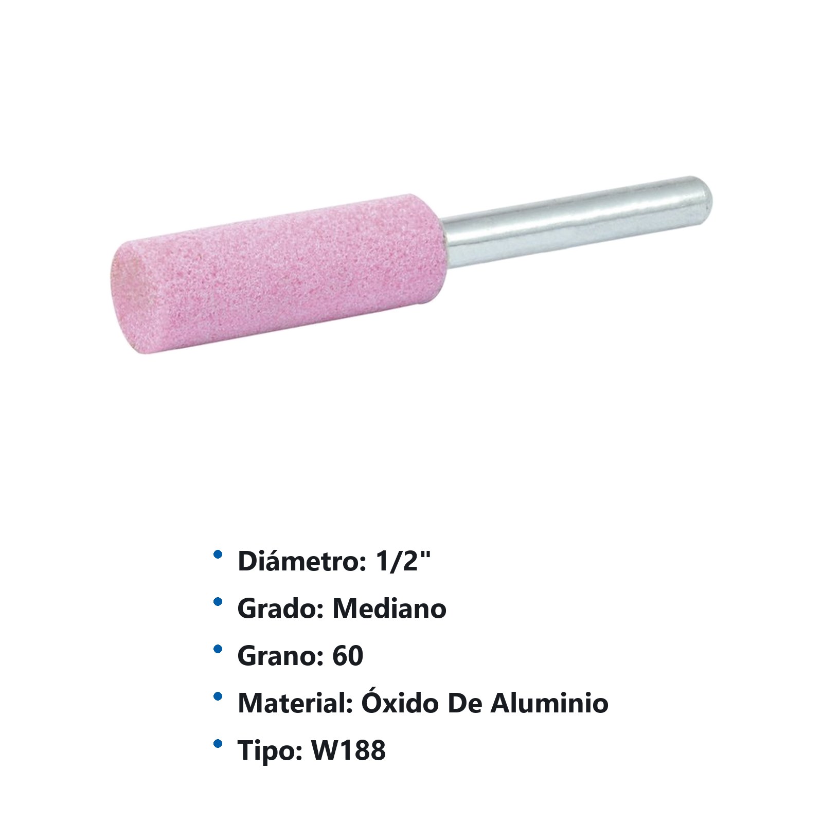 Punta montada de óxido de aluminio rosa tipo W188 Urrea - Imagen 3