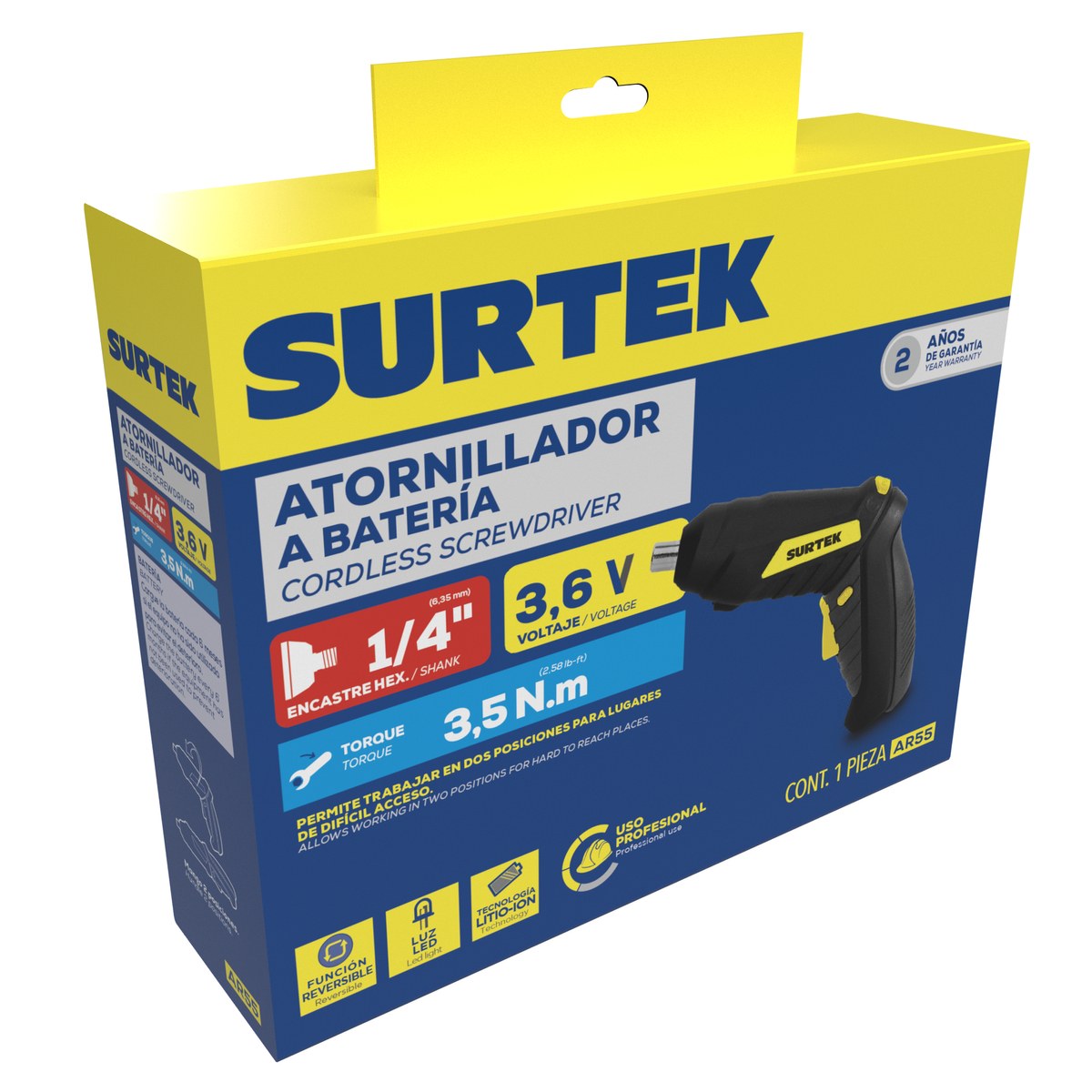 Atornillador 1/4" a batería Litio-ion 3.6 V 5 Nm Surtek - Imagen 2