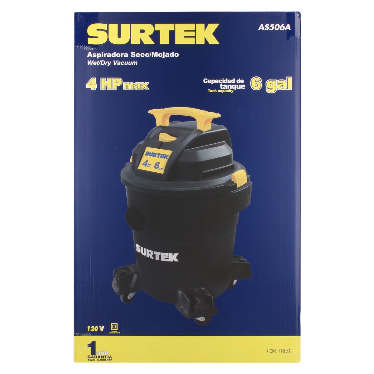Aspiradora de plástico 6 galones, 4 HP 120 V Surtek - Imagen 4