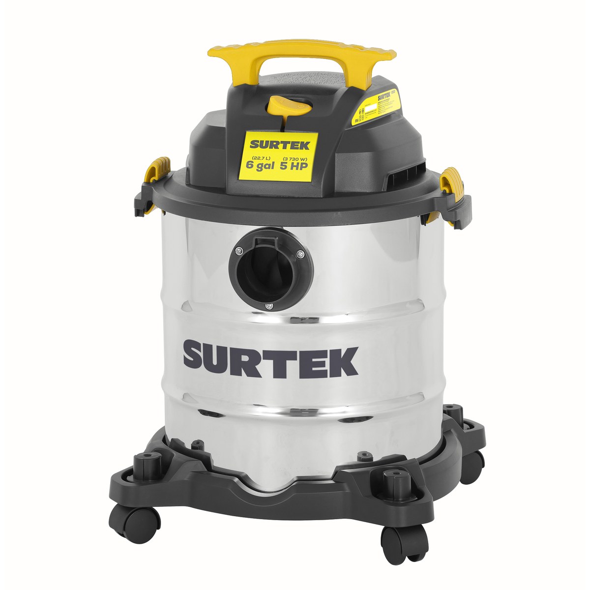 Aspiradora de acero inoxidable 6 galones, 4 HP Surtek