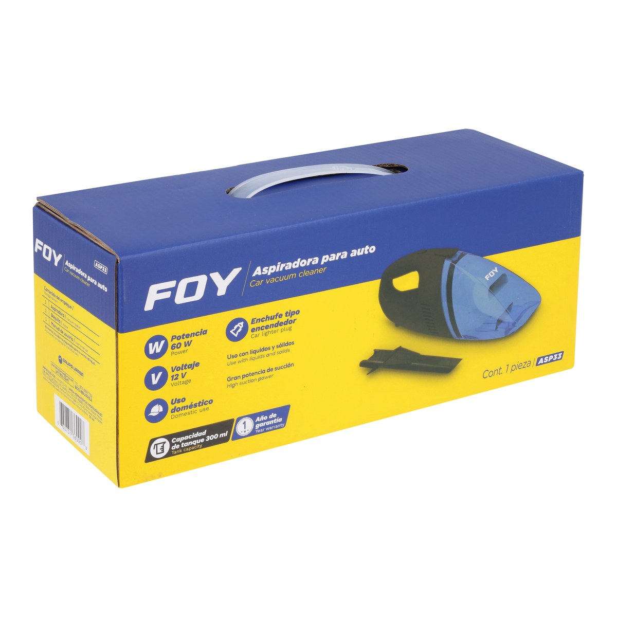 Aspiradora portátil para automóvil 300 ml, 12 V Foy - Imagen 4