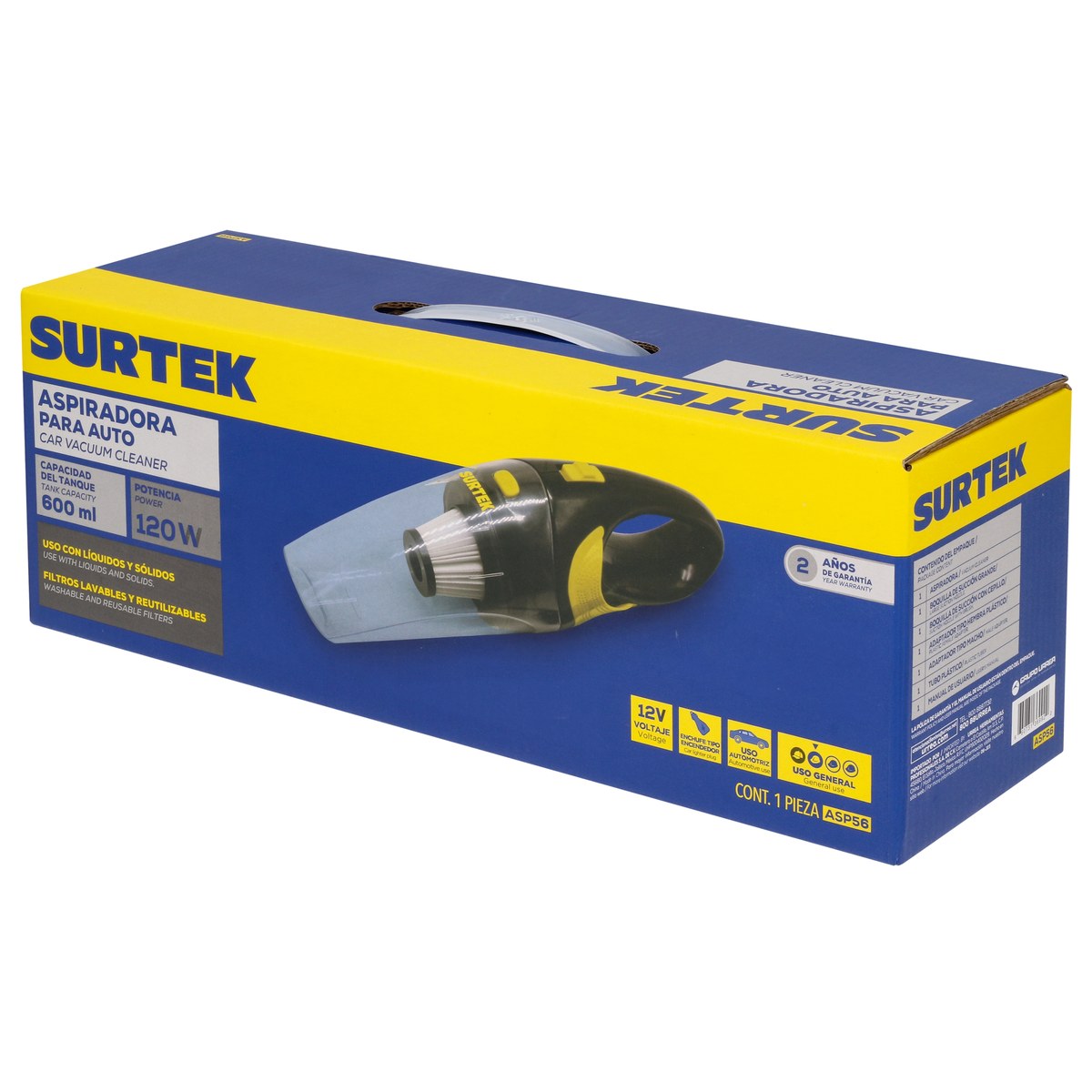 Aspiradora portátil para automóvil 600 ml, 12 V Surtek - Imagen 2