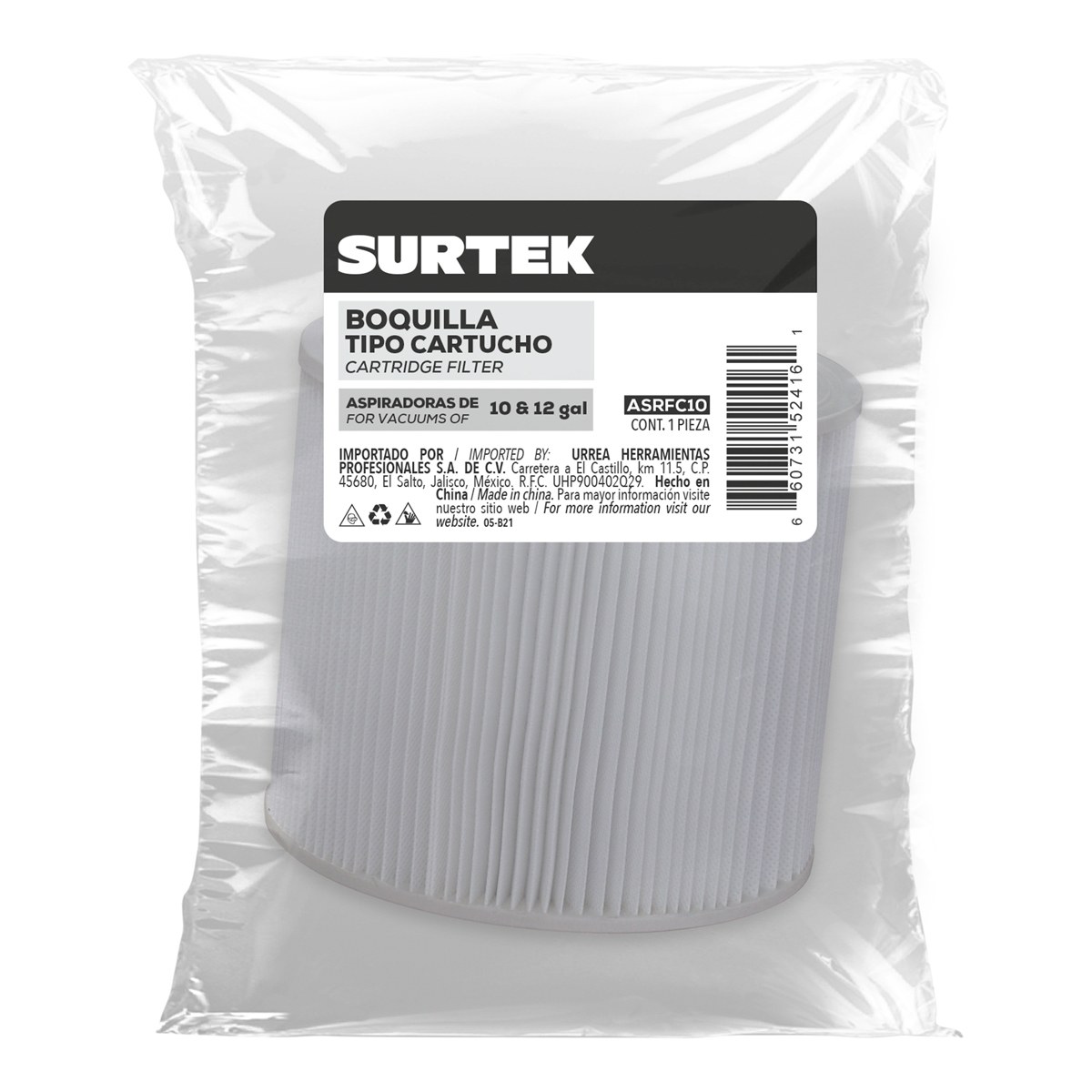 Filtro de cartucho para aspiradora de 10 a 12 galones Surtek - Imagen 2