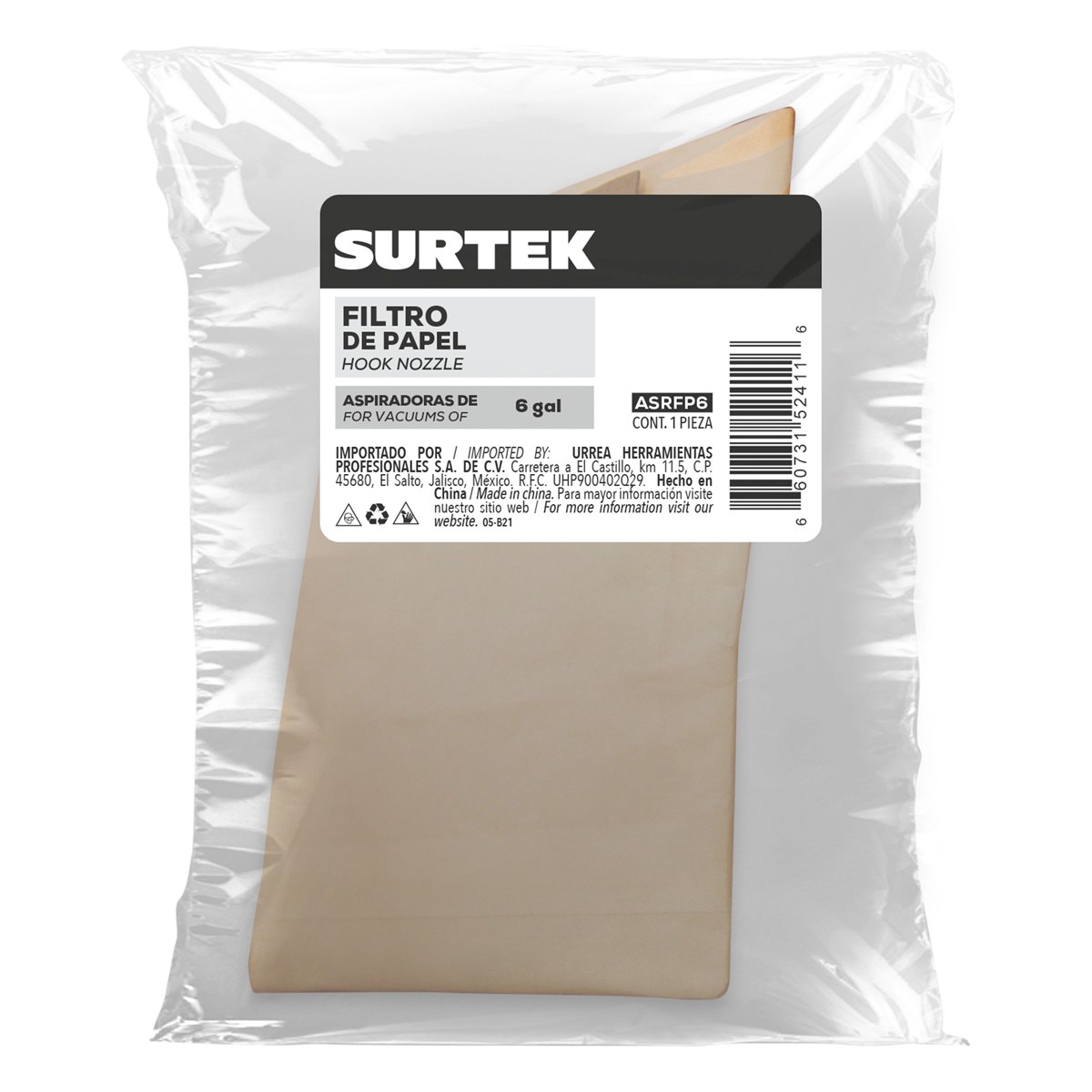 Filtro de papel para aspiradora de 6 galones Surtek - Imagen 2