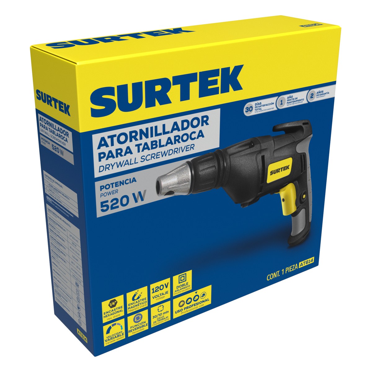 Atornillador eléctrico para tablaroca 1/4", 120 V Surtek - Imagen 2