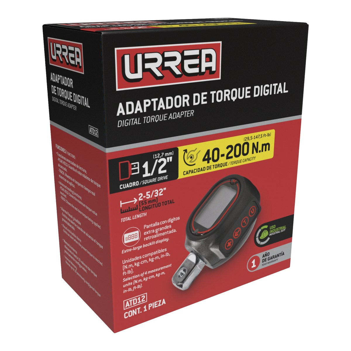 Adaptador de torque digital cuadro de 1/2" Urrea - Imagen 2