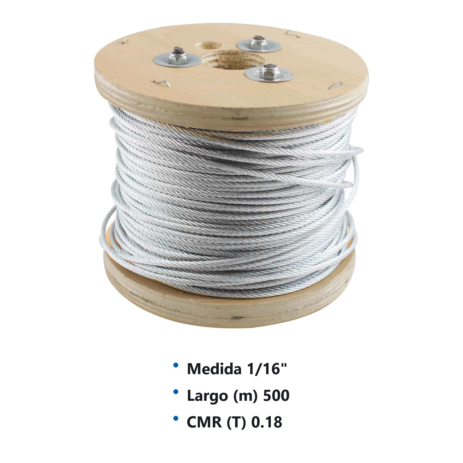 CABLE DE ACERO GALVANIZADO 7X7 1/16" ROLLO 500M - Imagen 2