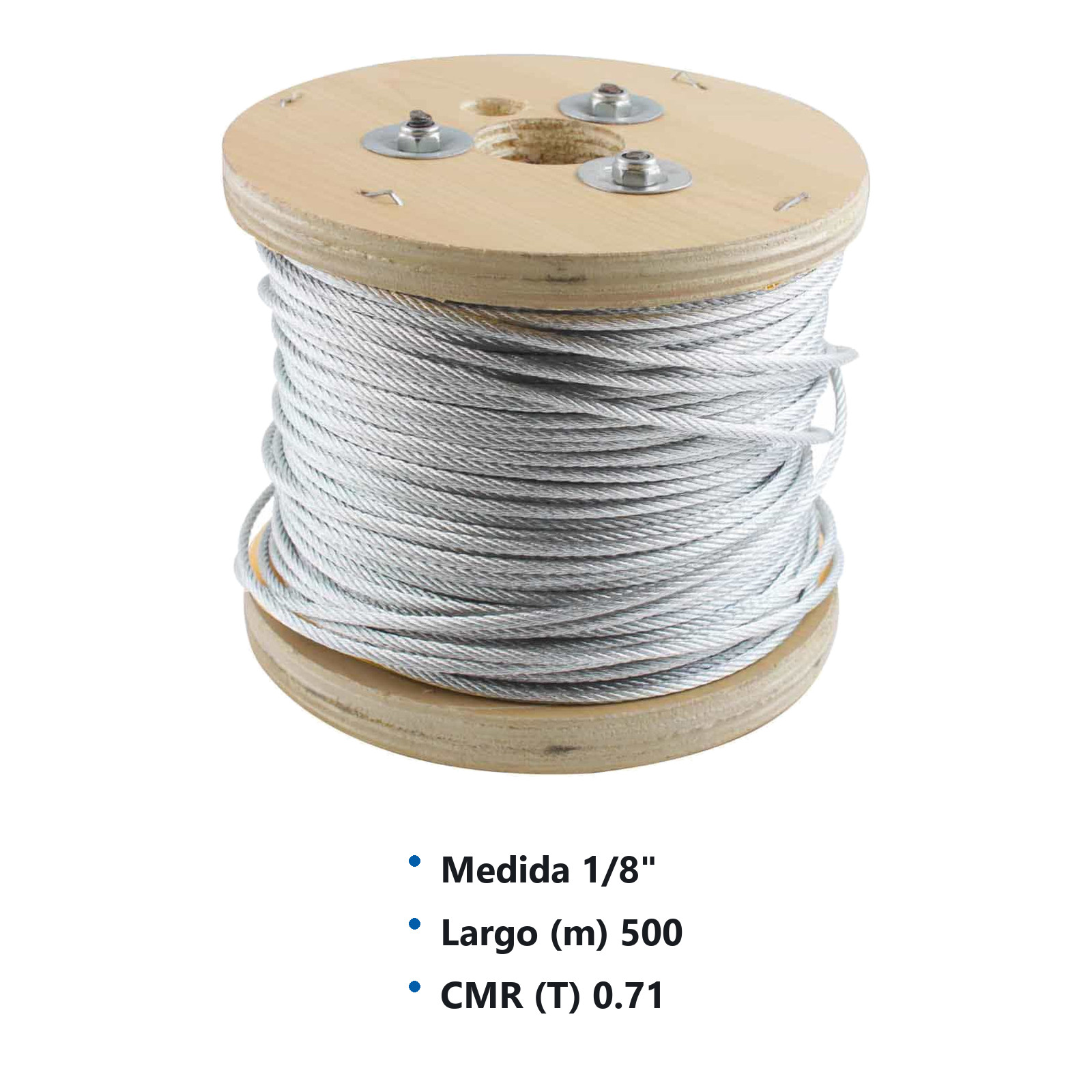 CABLE DE ACERO GALVANIZADO 7X7 1/8" ROLLO 500M - Imagen 2