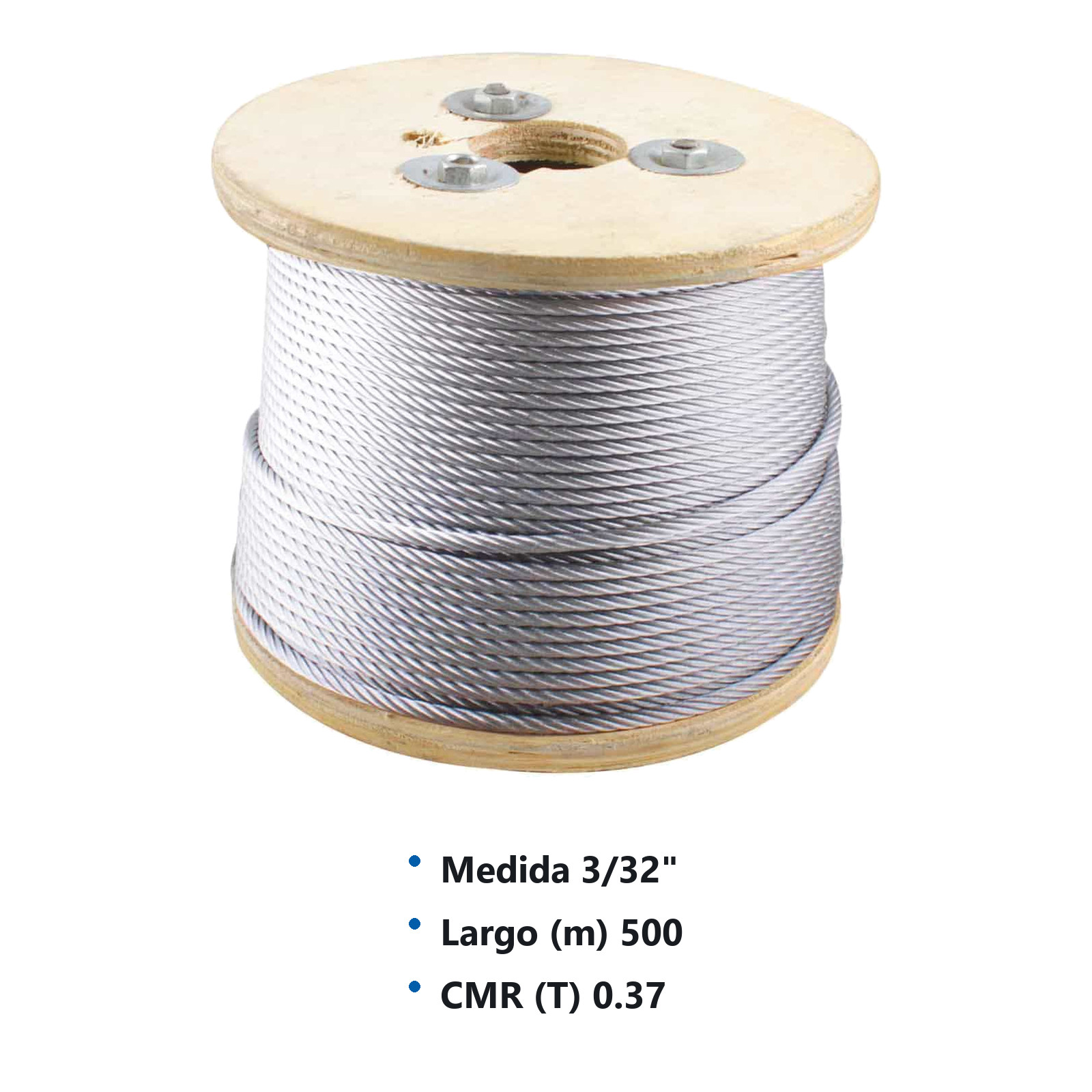CABLE DE ACERO GALVANIZADO 7X19 3/32" ROLLO 500M - Imagen 3