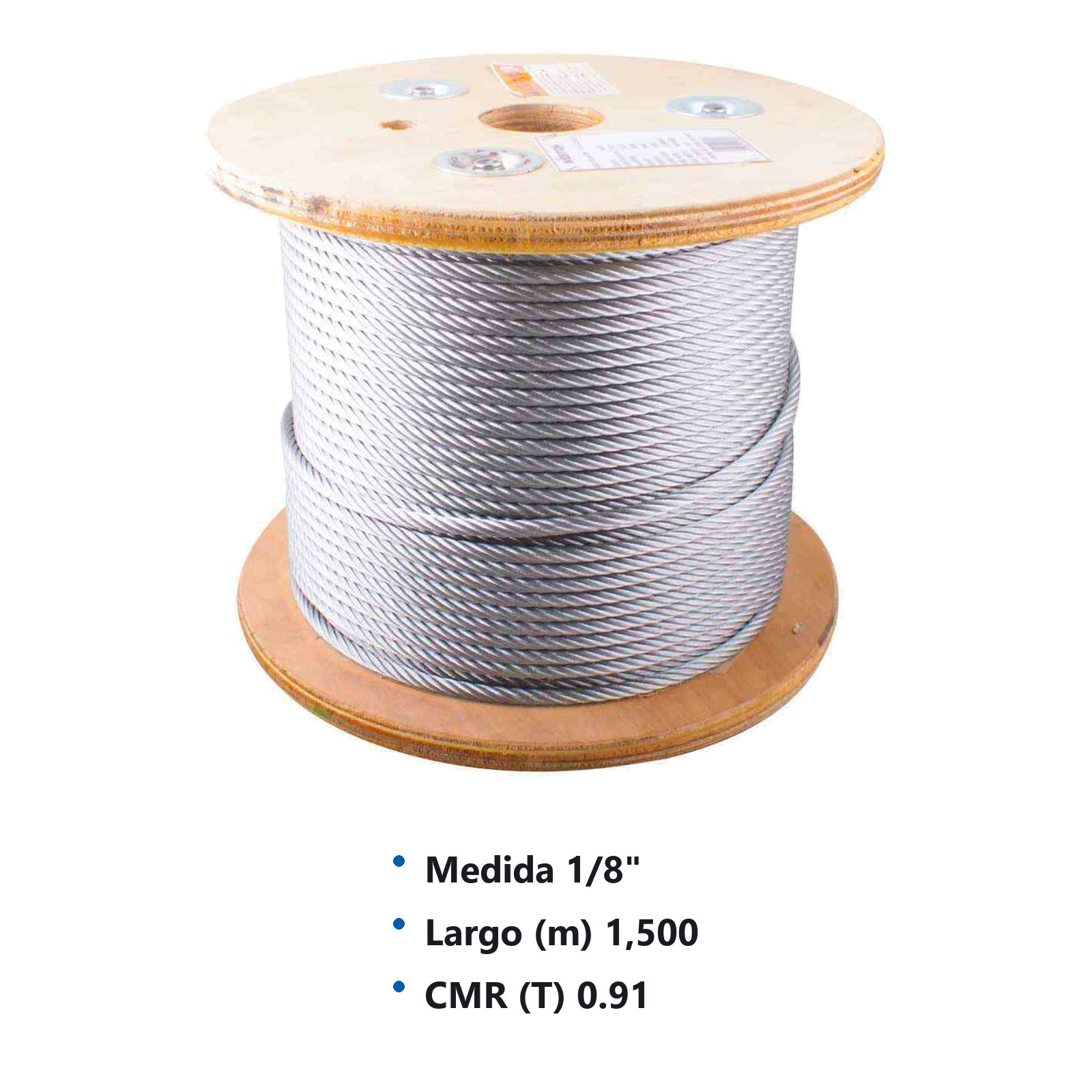 CABLE DE ACERO GALVANIZADO 7X19 1/8" ROLLO 1500M - Imagen 3