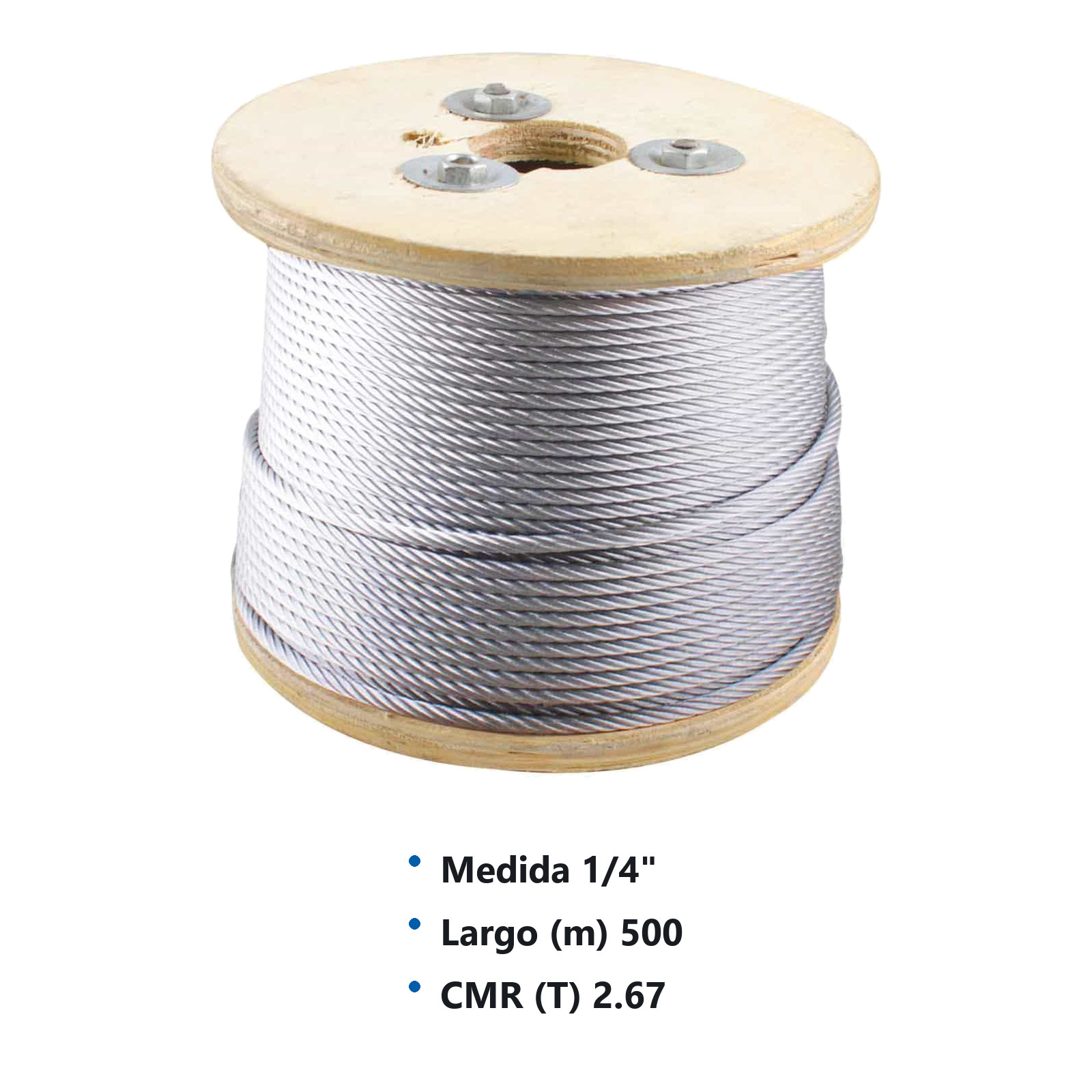 CABLE DE ACERO GALVANIZADO 7X19 1/4" ROLLO 500M - Imagen 3